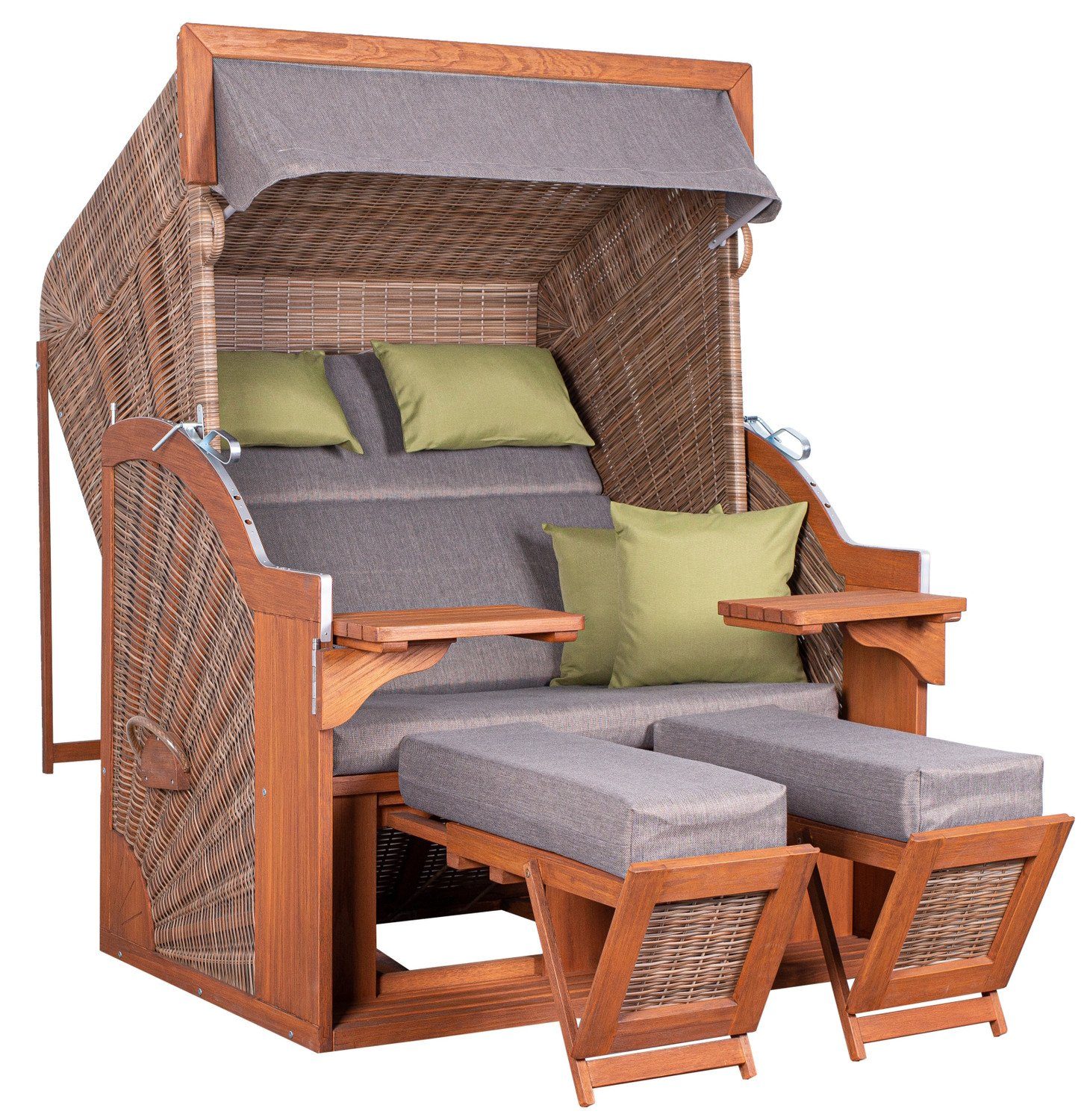 Natur24 Strandkorb Strandkorb PURE® Comfort XL PE Pinie Griseum 135x92x165 cm, BxTxH: 135x92x165 cm, 71196360