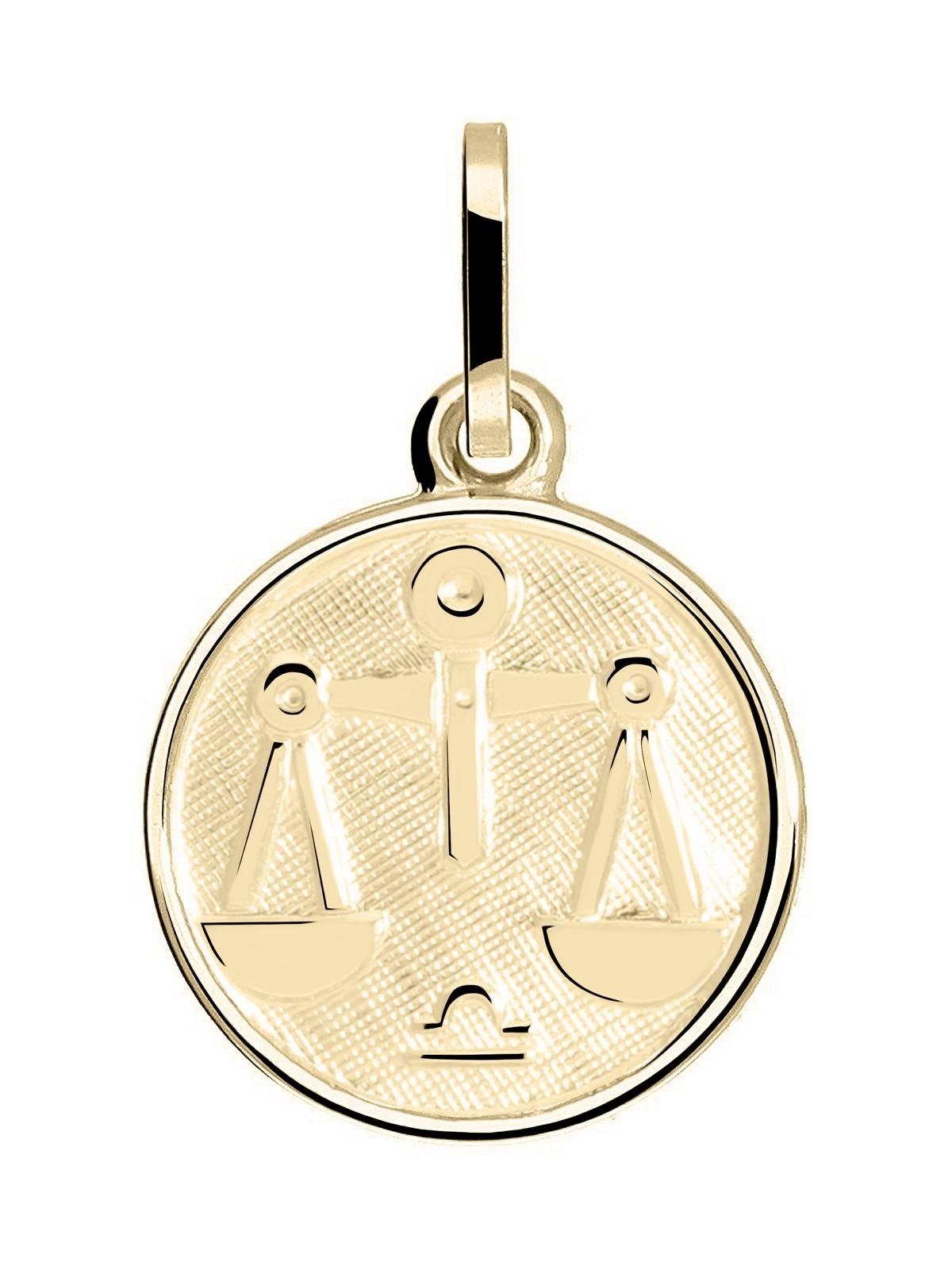 My Gold Sternzeichenanhänger Damen & Kinder Sternzeichen Anhänger Gold 333 WAAGE - Zodiac round (Set, 1-tlg., inkl. Schmuckbox), Geschenke
