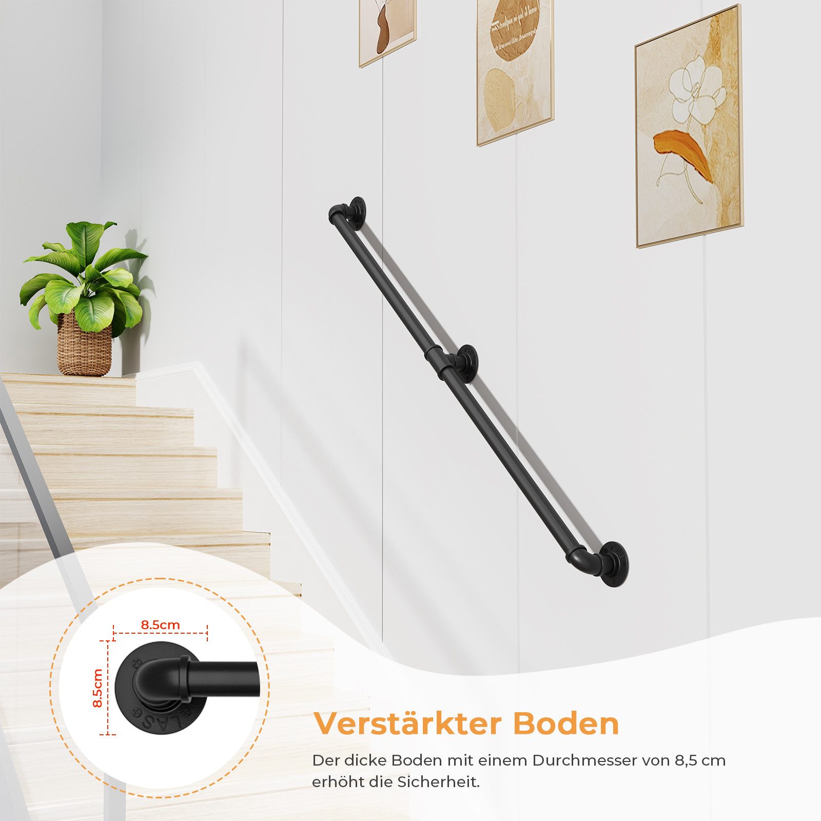 Dripex Treppengeländer Handlauf Geländer Wandhandlauf Innen und Außen, 60 cm Länge – Bild 3 von 5