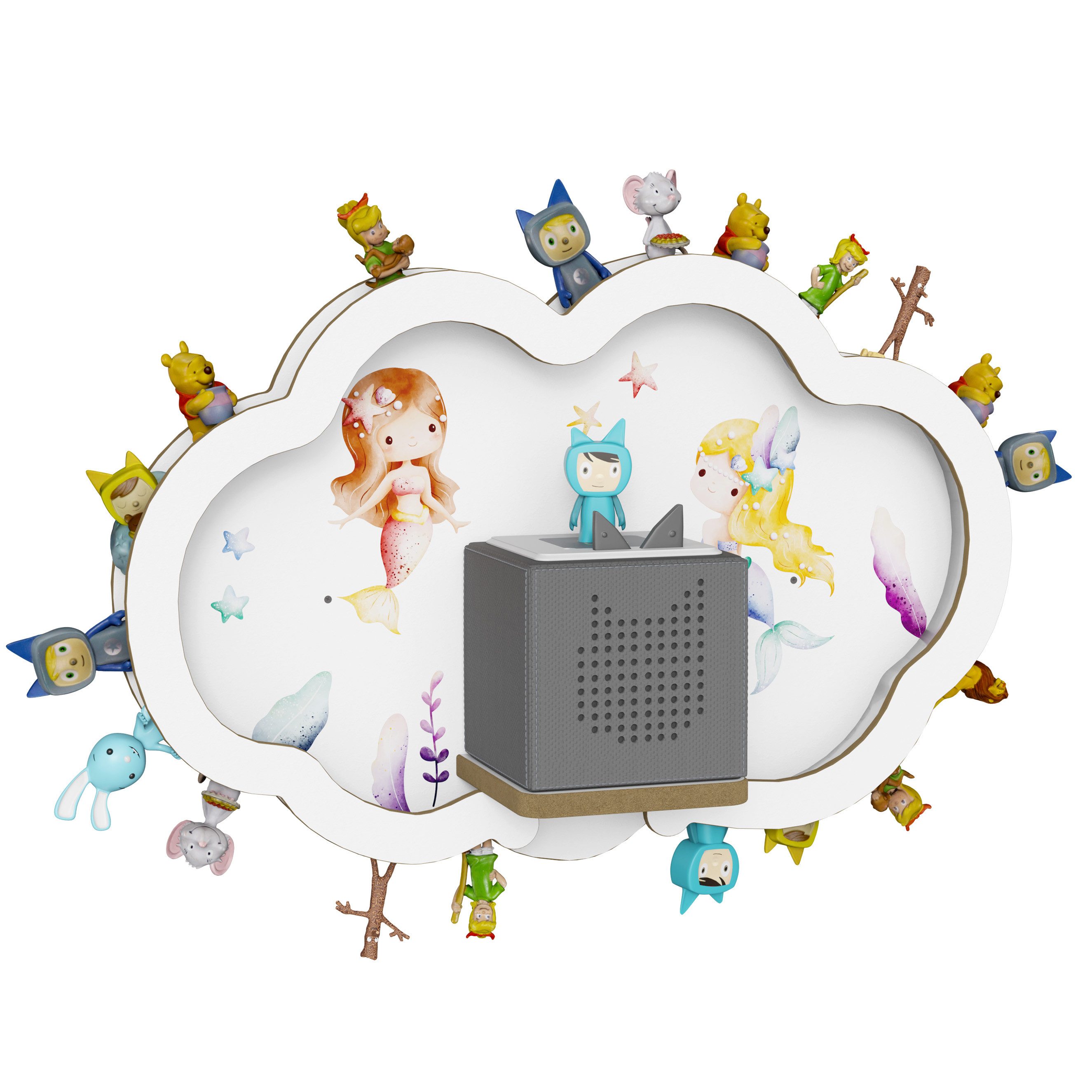 Holzura Kinderregal Tonieregal für Toniebox, Kinderregal Wolke Regal Tonie Figuren