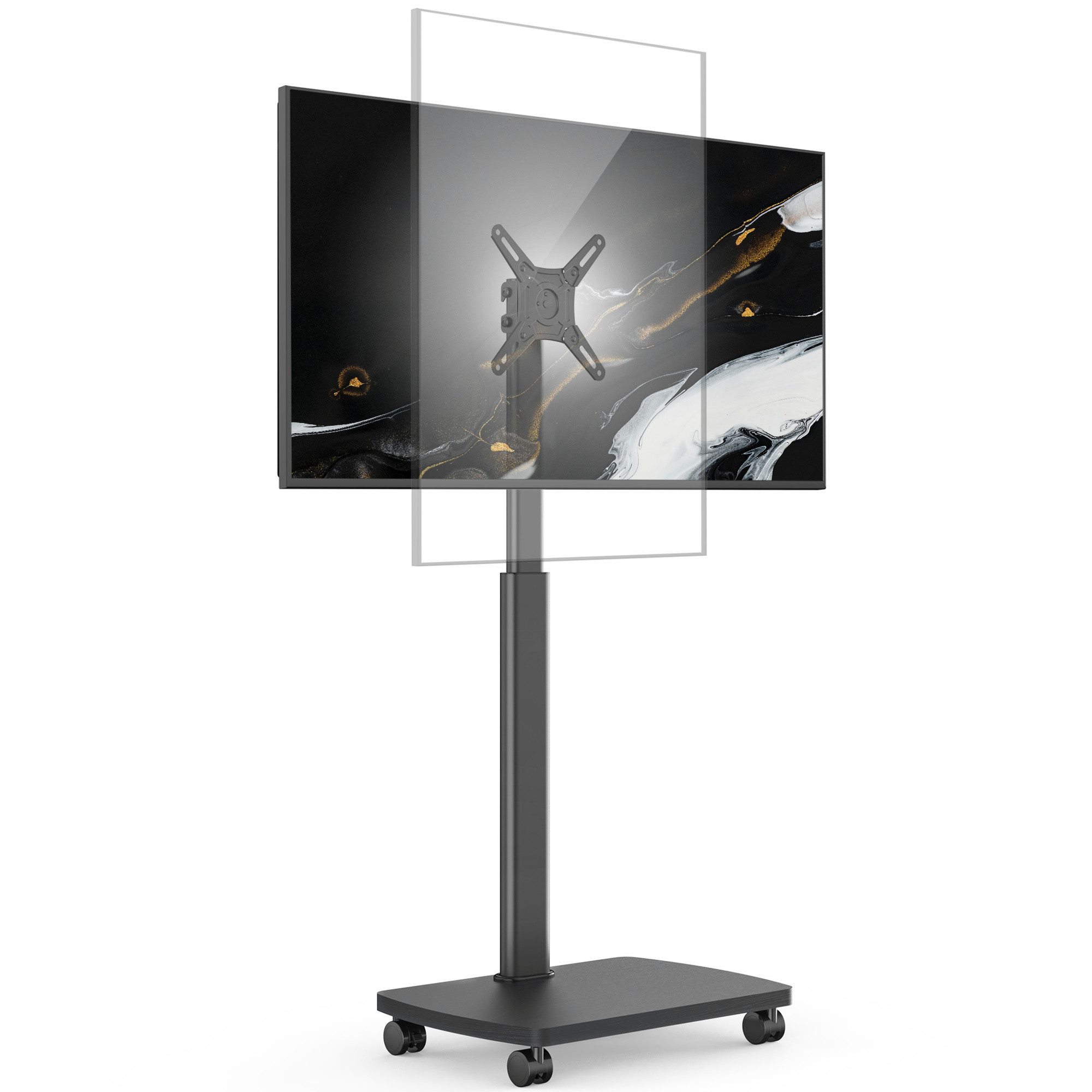 AOKCOS TV-Ständer mit Rollen, ±35° schwenkbar, 90° drehbar, 19-42 Zoll, (bis 42 Zoll, Holzbasis, höhenverstellbar, -2°-10° neigbar)