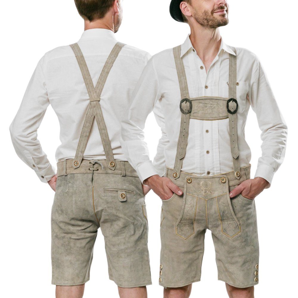 Größen - BAVARIA Herren traditionelles weiß 66 Lederhosen 46 Design bis EU Trachtenhose kurz TRACHTEN