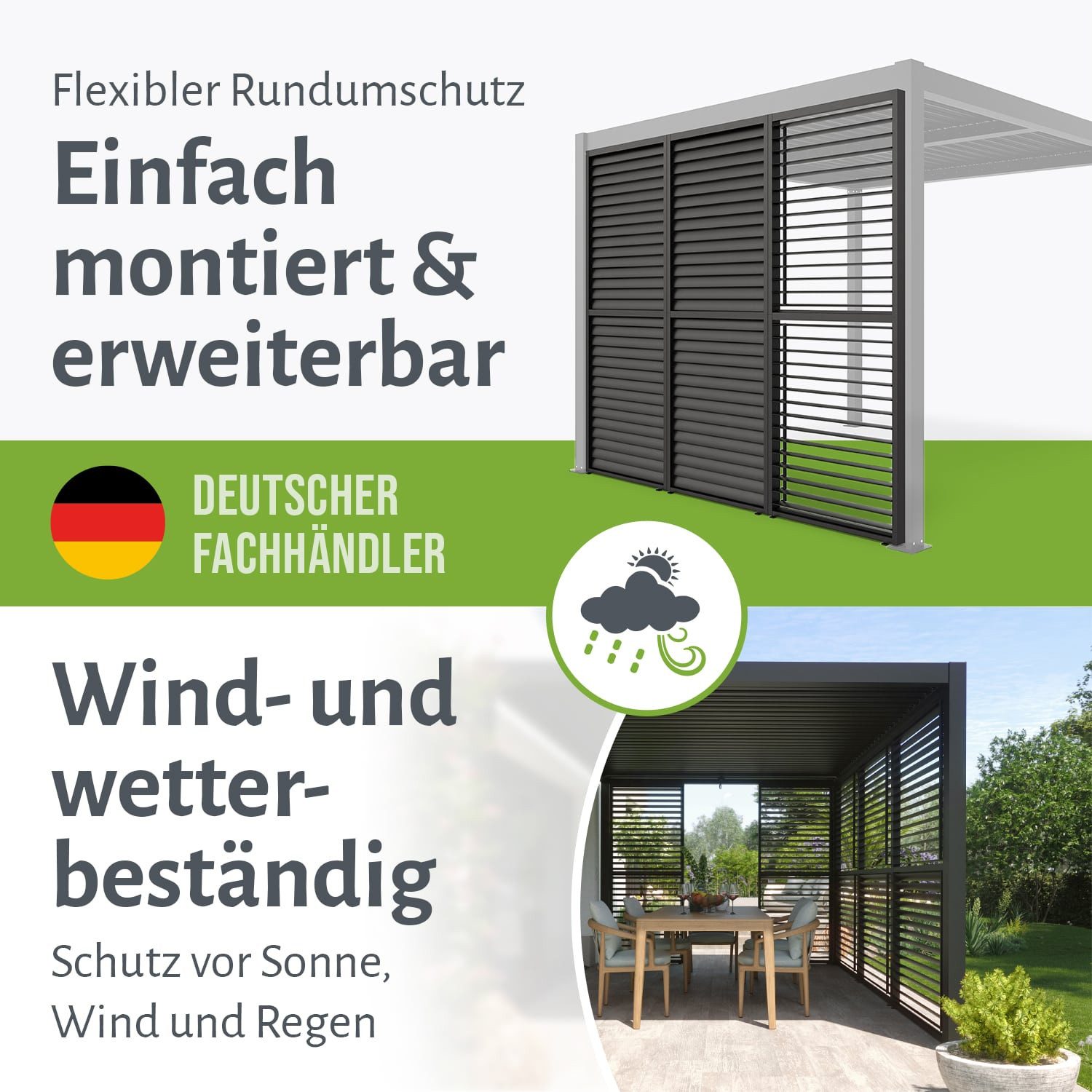 empasa Pergola "ZEUS" Lamellenseitenwand, BxTxH: 123x0x218 cm, Lammellenseitenwände beweglich, Zubehörartikel Pergola "ZEUS" 4m – Bild 3 von 5