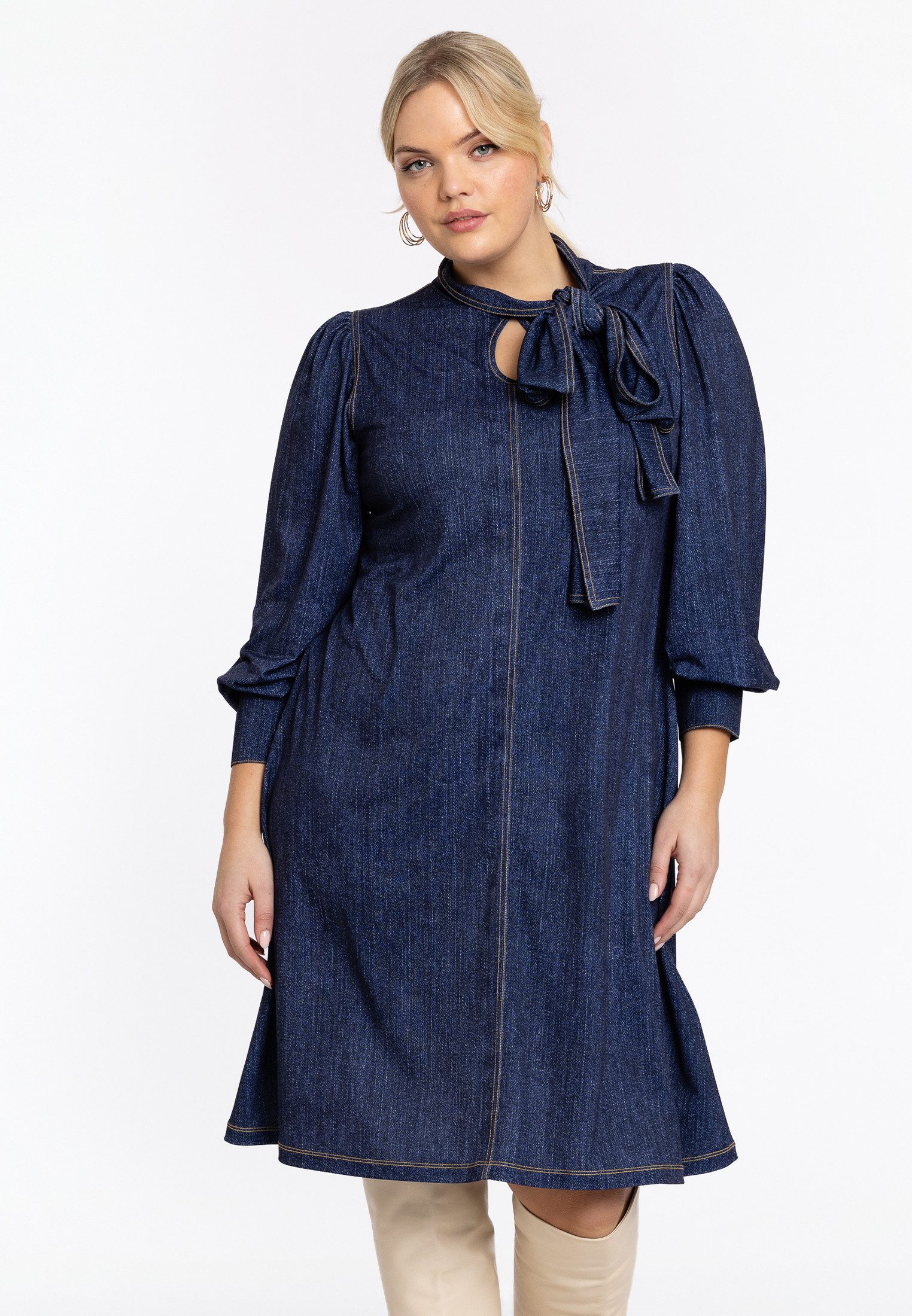 YOEK A-Linien-Kleid Damen Kleid mit Schleife günstig online kaufen