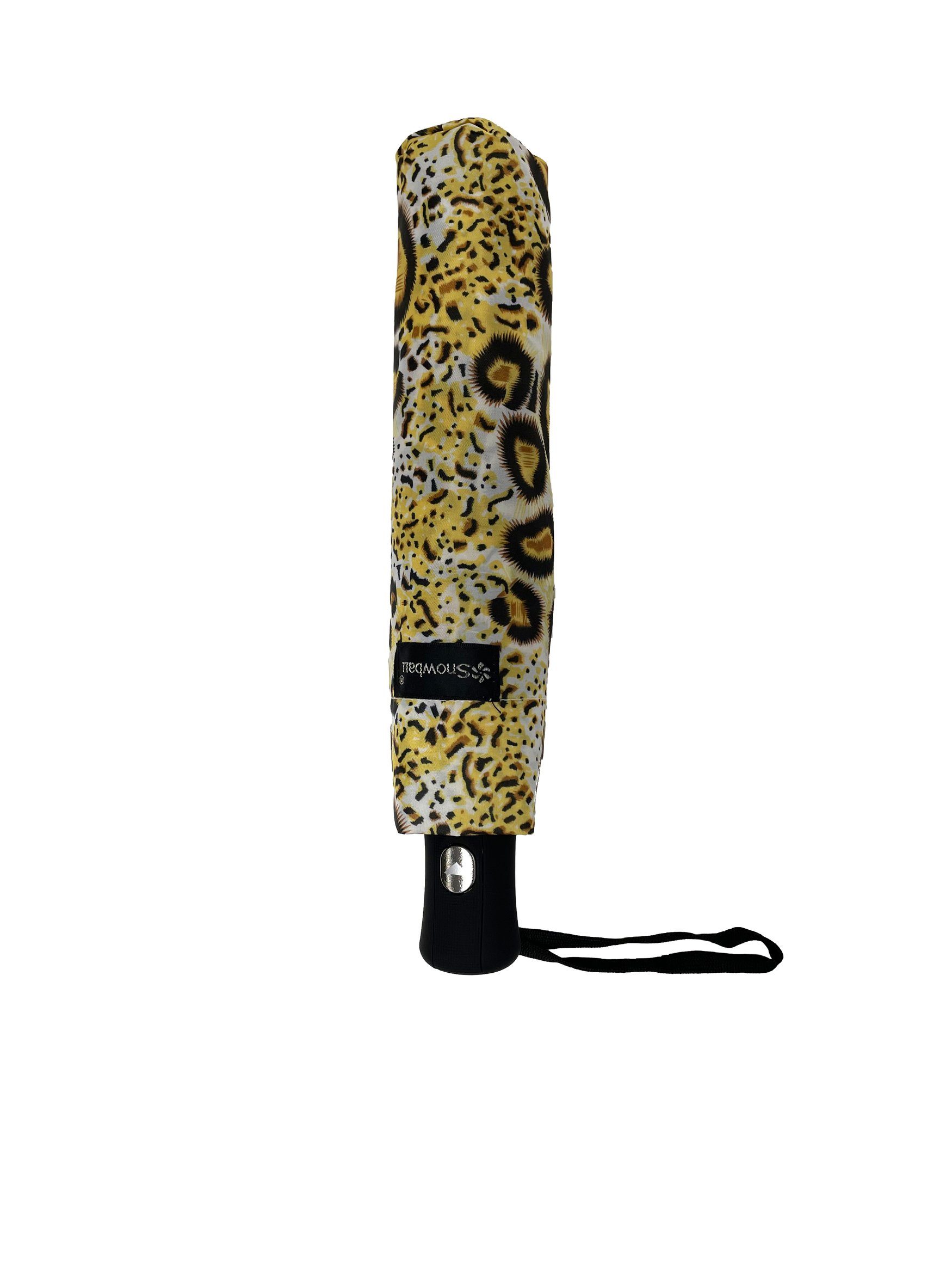 Taschenregenschirm in Automatik Kleiner Taschenschirm, ANELY Gelb Muster Leopard Regenschirm 6747