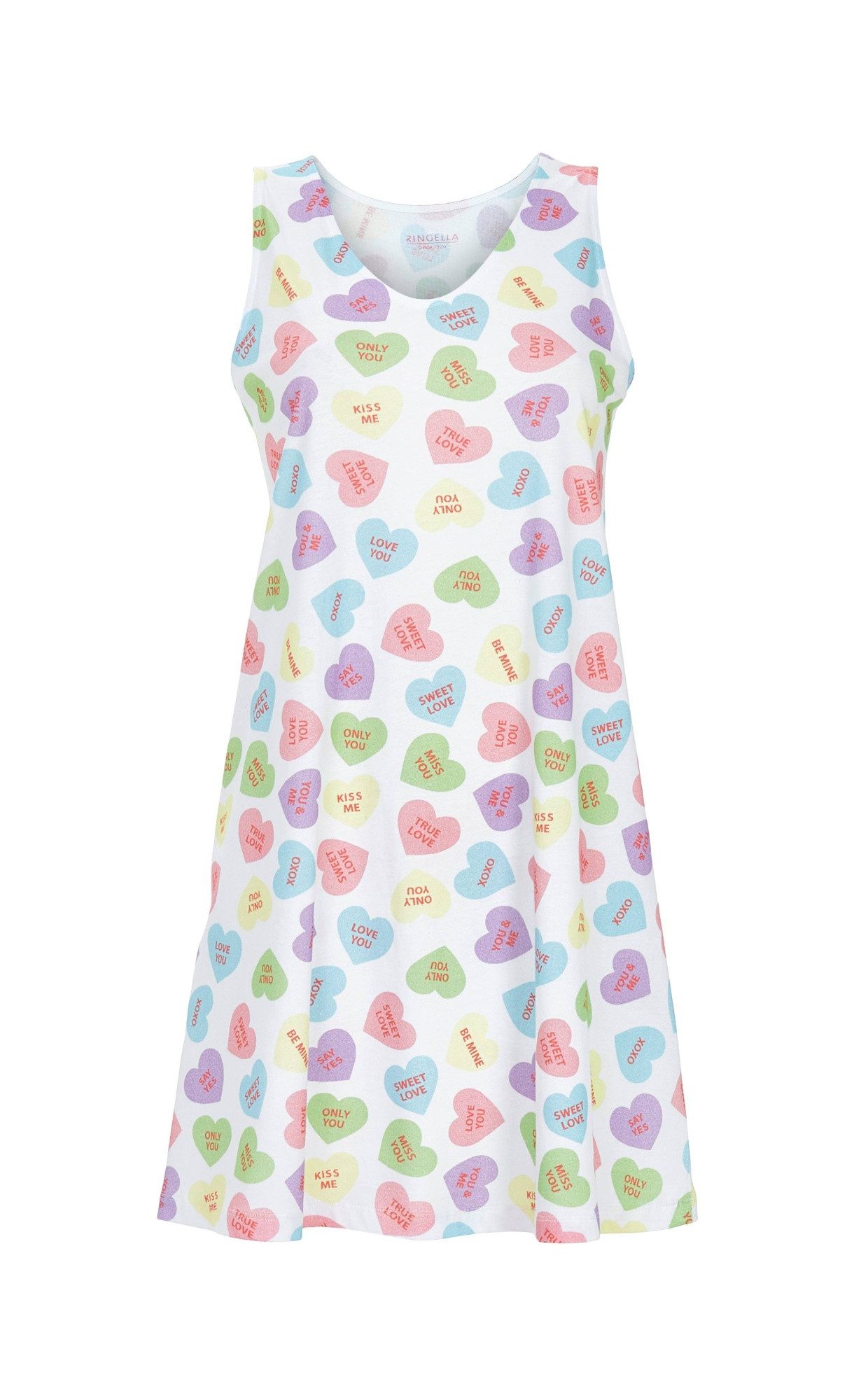 Ringella Nachthemd ärmellos, mit V-Ausschnitt und Herzdessin 100% Baumwolle