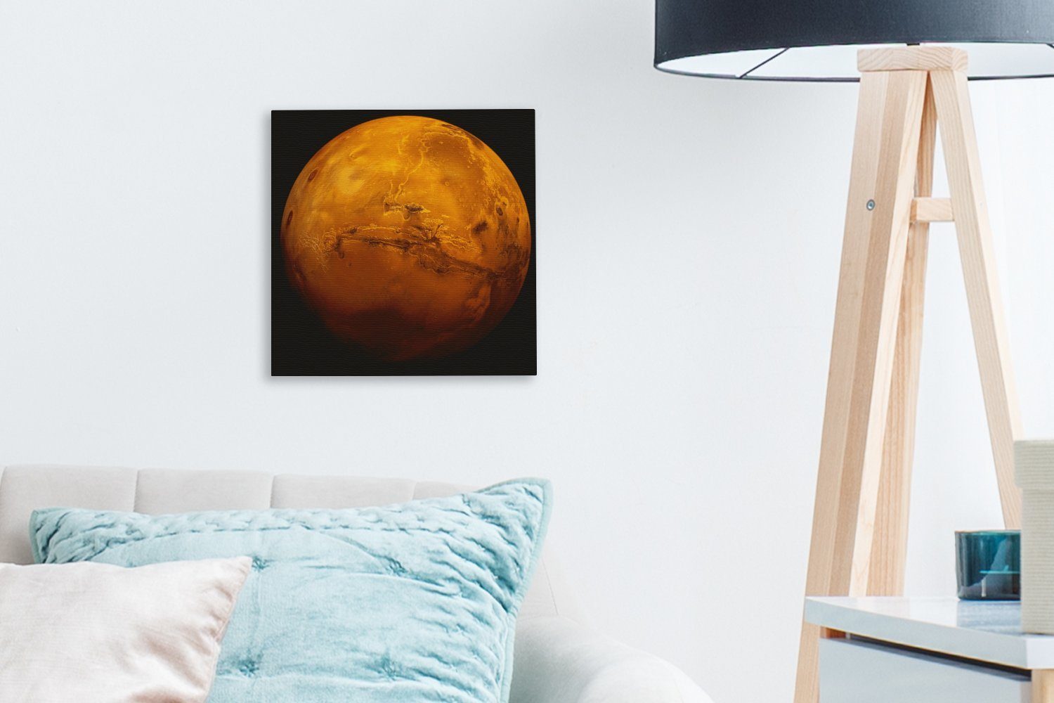 OneMillionCanvasses® Leinwandbild Der rote Planet Mars Wohnzimmer für einem dunklen Schlafzimmer an Himmel, Leinwand (1 Bilder St)