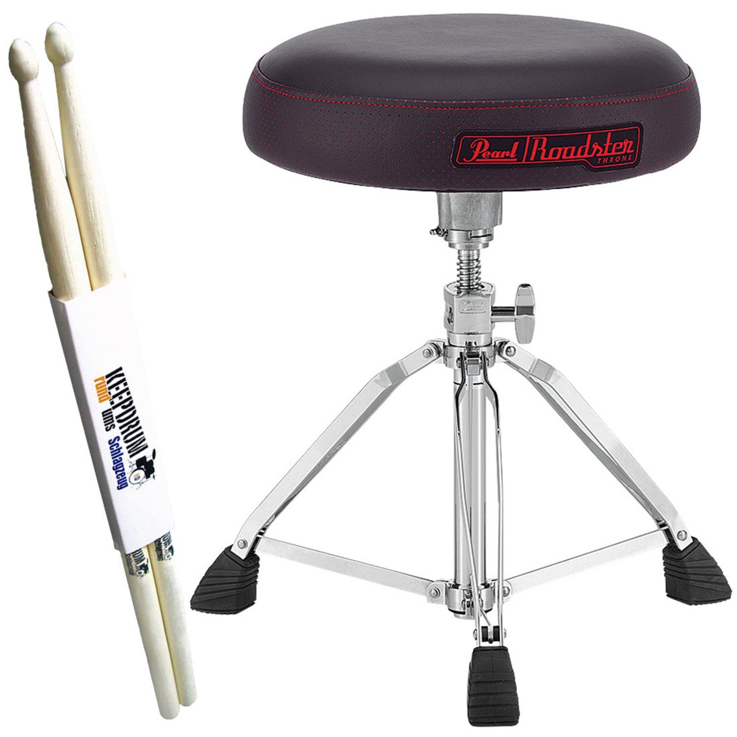 Pearl Drums Schlagzeug Pearl Schlagzeughocker D-1500 Roadster mit Sticks