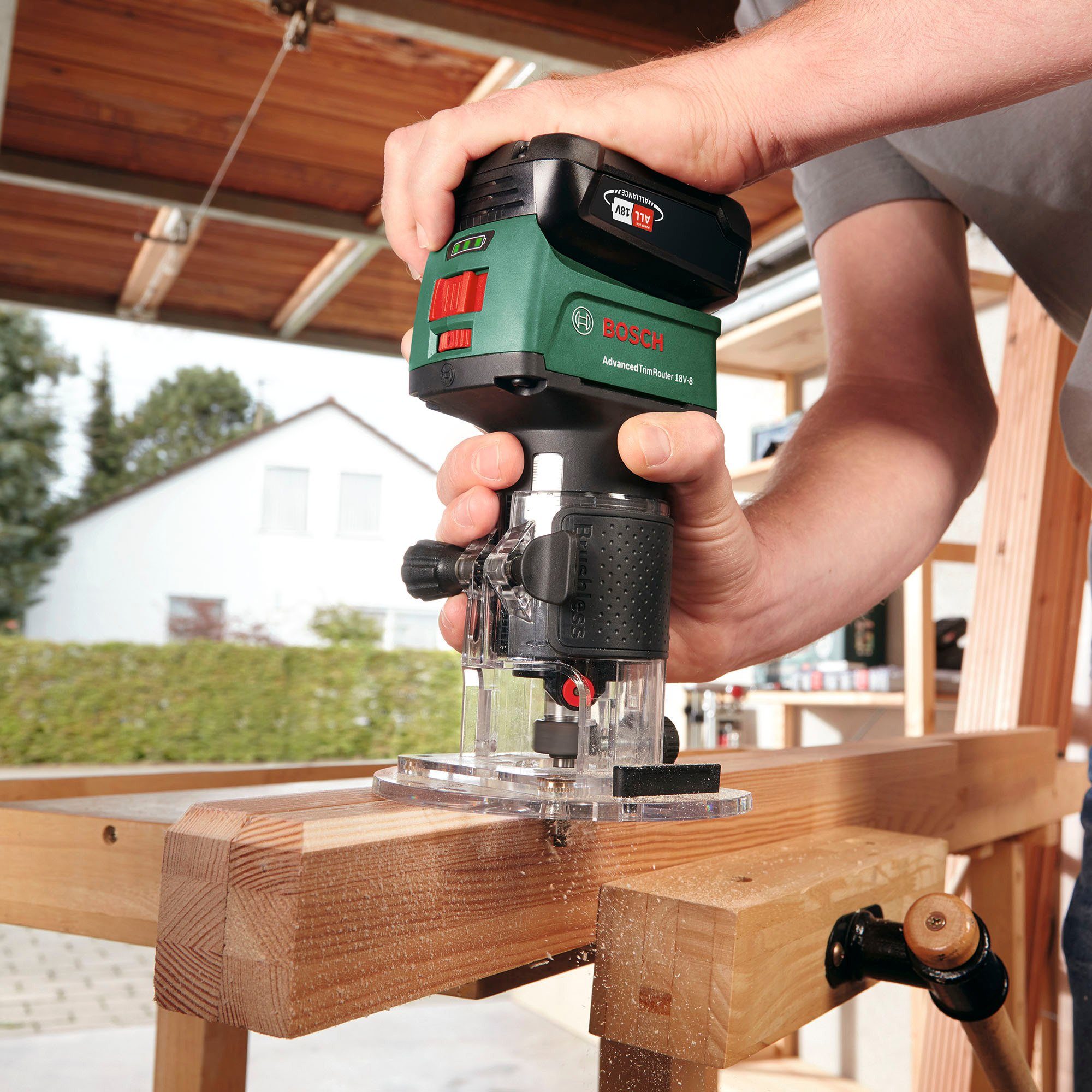 und Tool, System Home Solo Garden 18V-8 18 Bosch & Akku-Fräse 18 Volt Ladegerät, ohne AdvancedTrimRouter V, in Akku