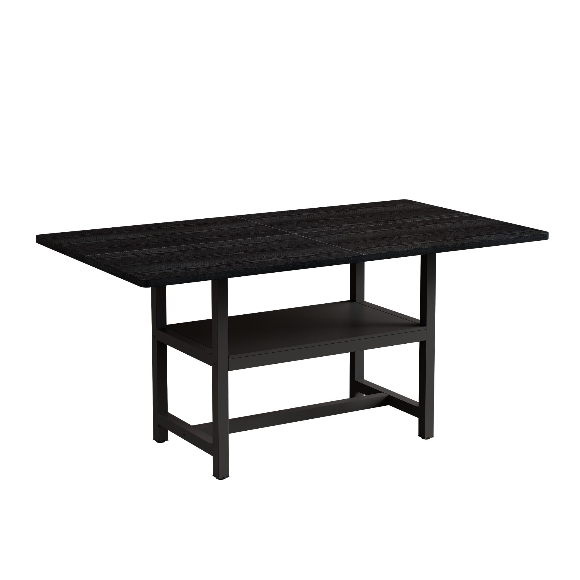 JUFU Esstisch Industrie-Esszimmertisch 160x90x76 cm für 4-6 Personen (1-St), MDF mit Metallbeinen, integriertes Ablagefach