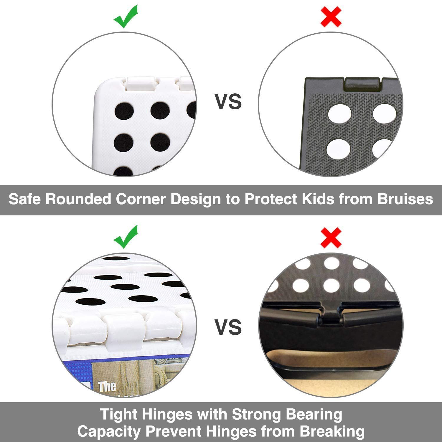 House Day Tritthocker klappbar, faltbarer Tritthocker in verschiedenen Höhen, Tragbarer Klapphocker, bis ca.136kg belastbar, Antirutschnoppen