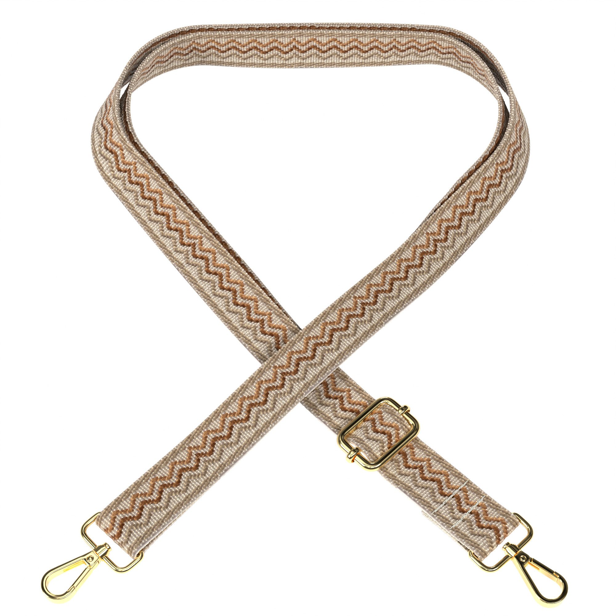 EAZY CASE Schulterriemen Ersatz Taschenriemen Boho Style Cross Bag Wave Handytaschenband Smartphonekette Schultertasche Beige