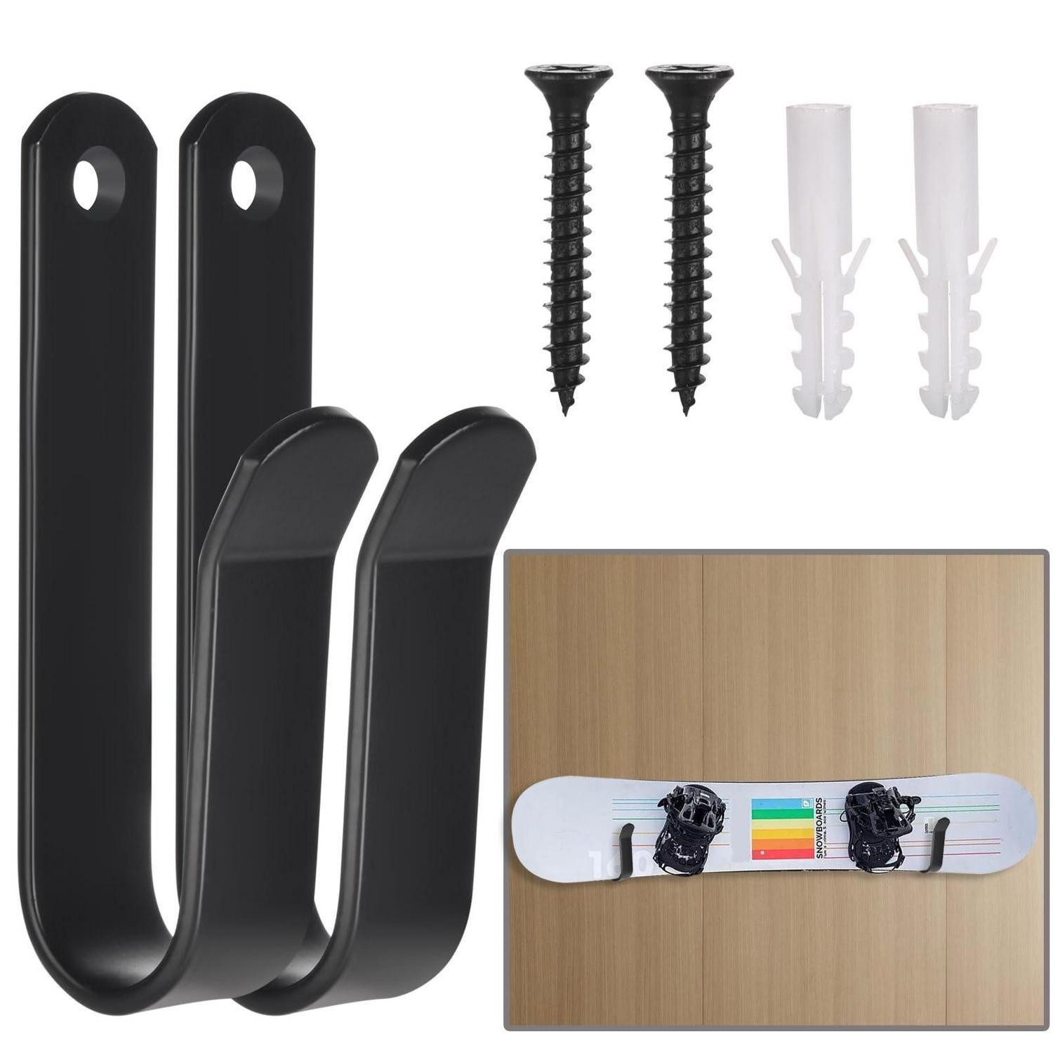 LuxusKollektion Longboard Snowboard Wandhalterung Schwarz 2 Stück