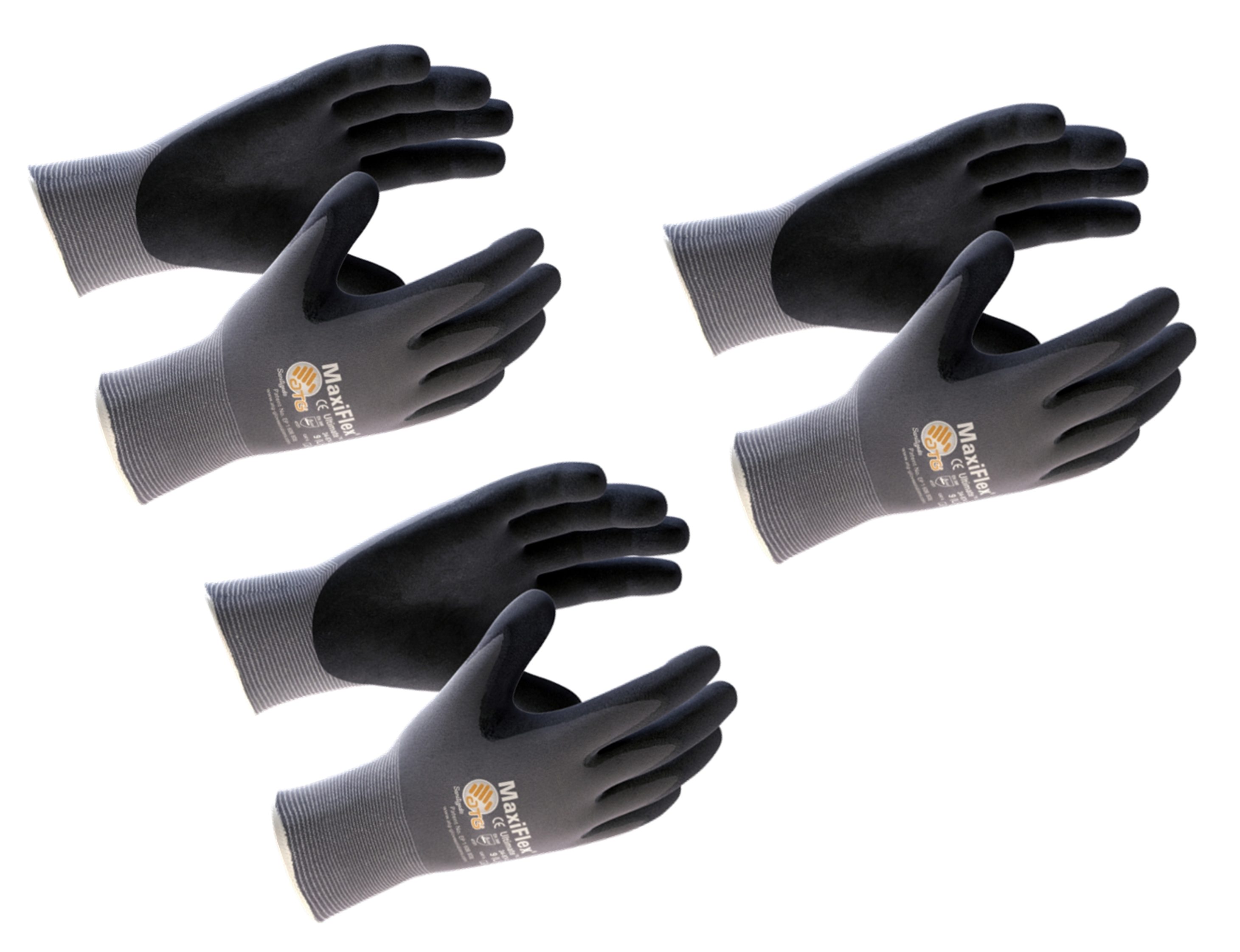 ATG Arbeitshandschuh-Set ATG 34-874 Nylon-Strick Schutzhandschuhe Maxi-Flex Ultimate (3-St)
