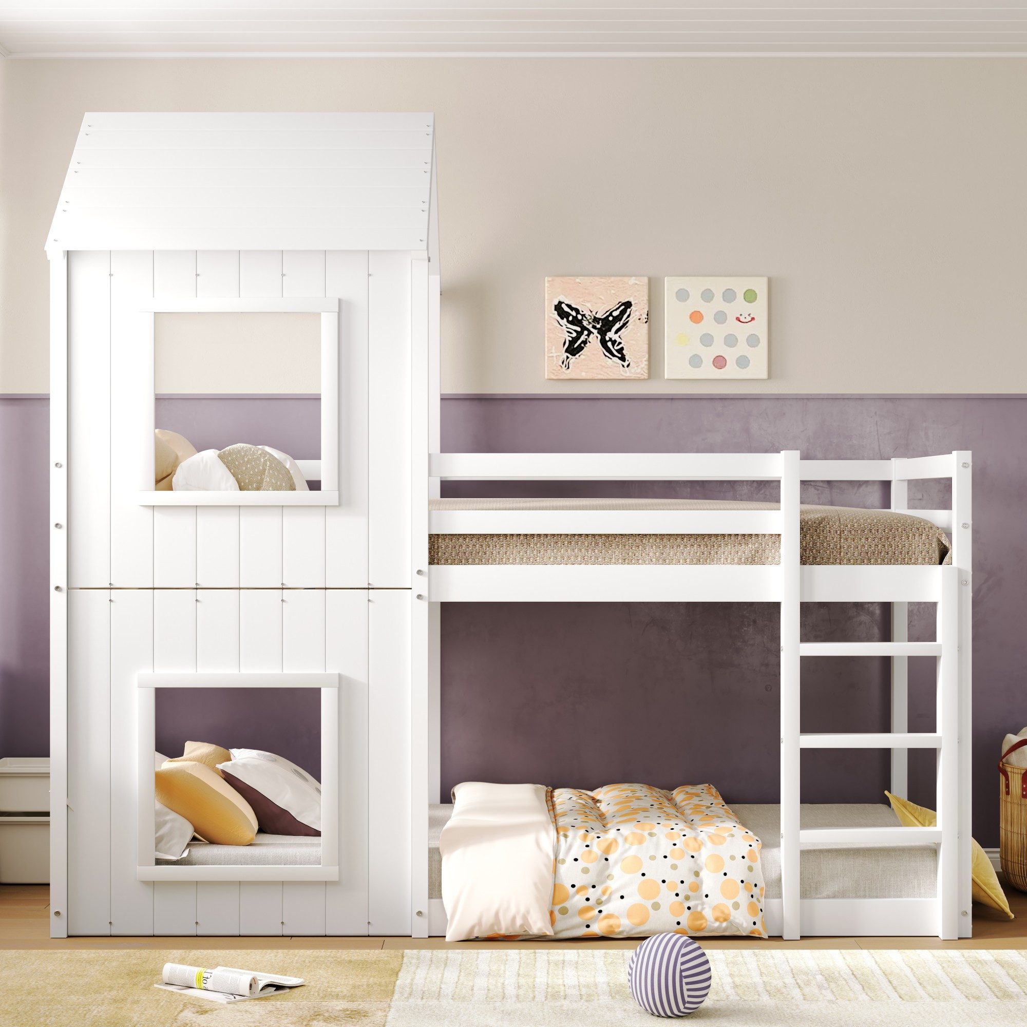 Ulife Etagenbett weiß, Kinderbett 90*200cm, Massivholz günstig online kaufen