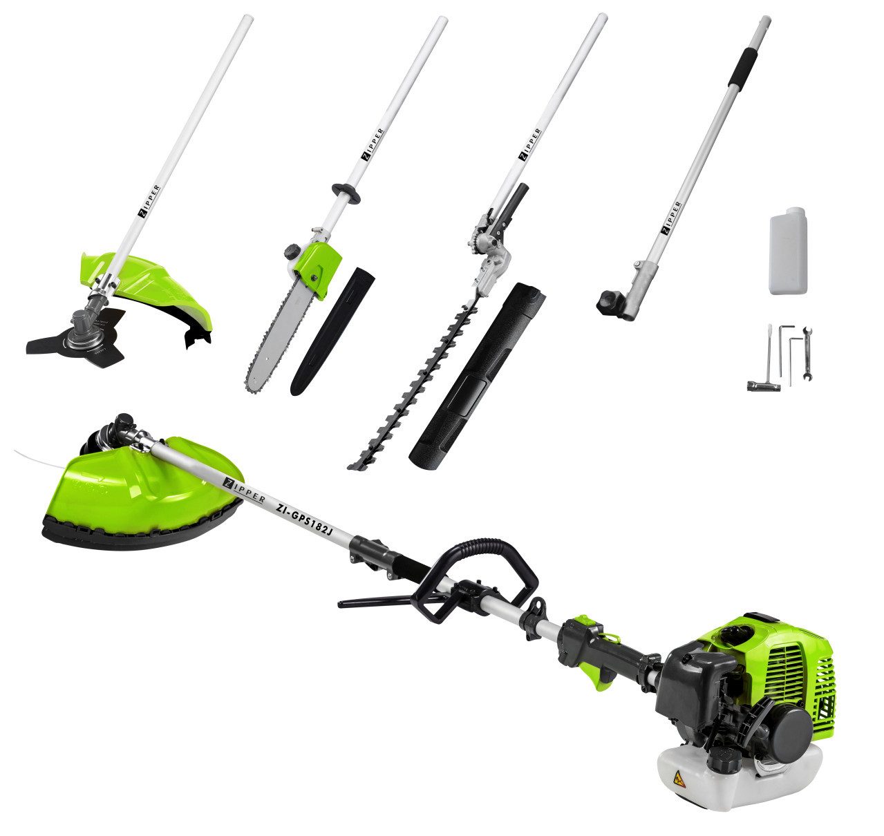 ZIPPER Gartensäge Zipper 4 in 1 Benzin-Gartenpflege-Set ZI-GPS182J, Mit Teleskopstiel
