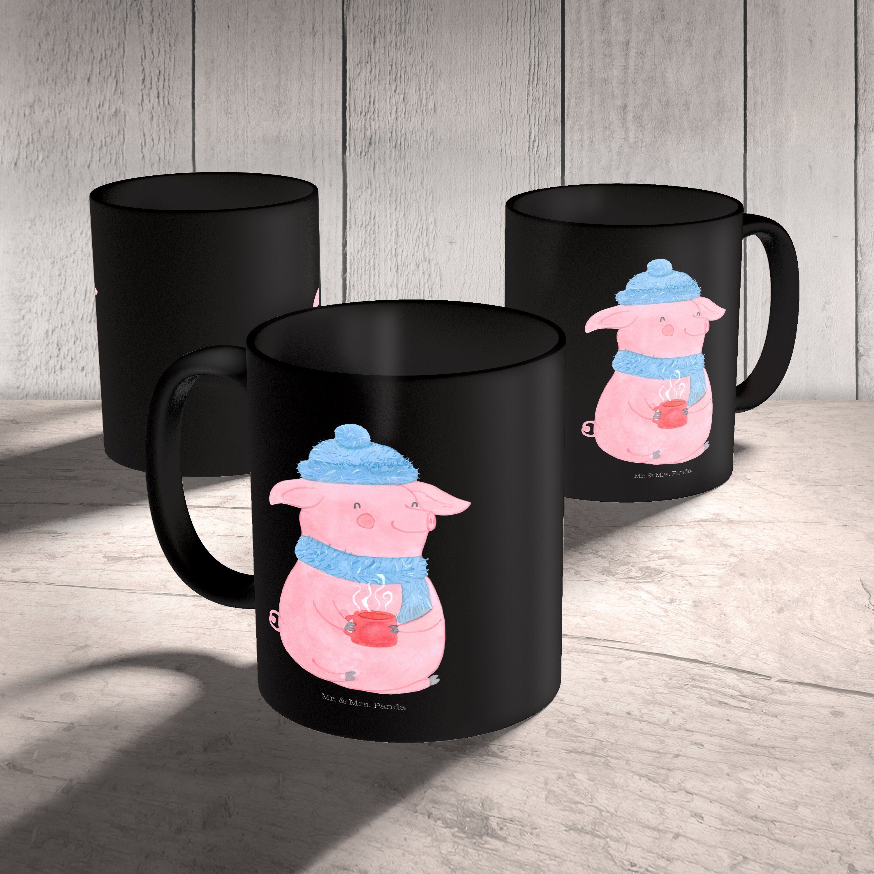 Tasse Schwarz Keramik Panda Tasse - & Geschenk, - Sprüche, Mr. Kaffeetasse, Mrs. Schwarz Glühschwein Advent,