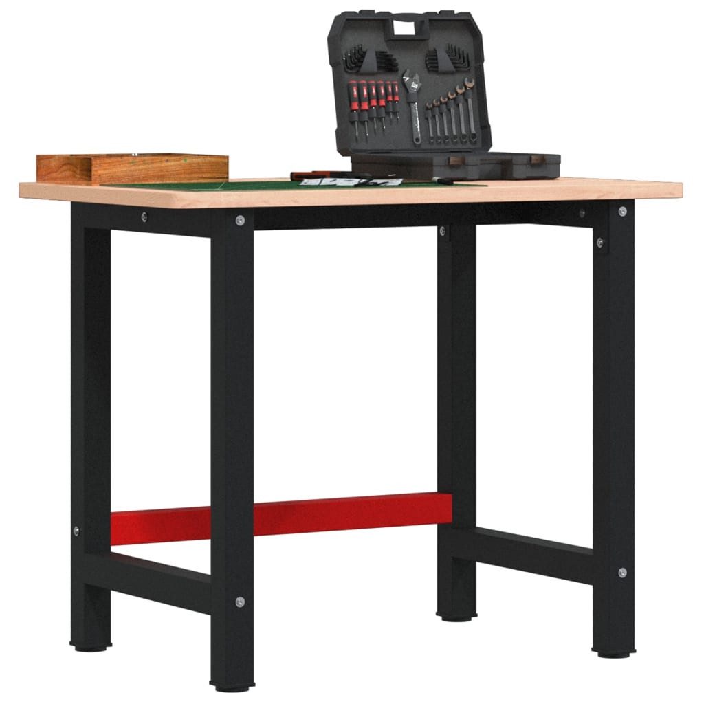 vidaXL Werkbank Werkbank 100x60x81,5 cm Massivholz Buche Rechteckig, (1-tlg)