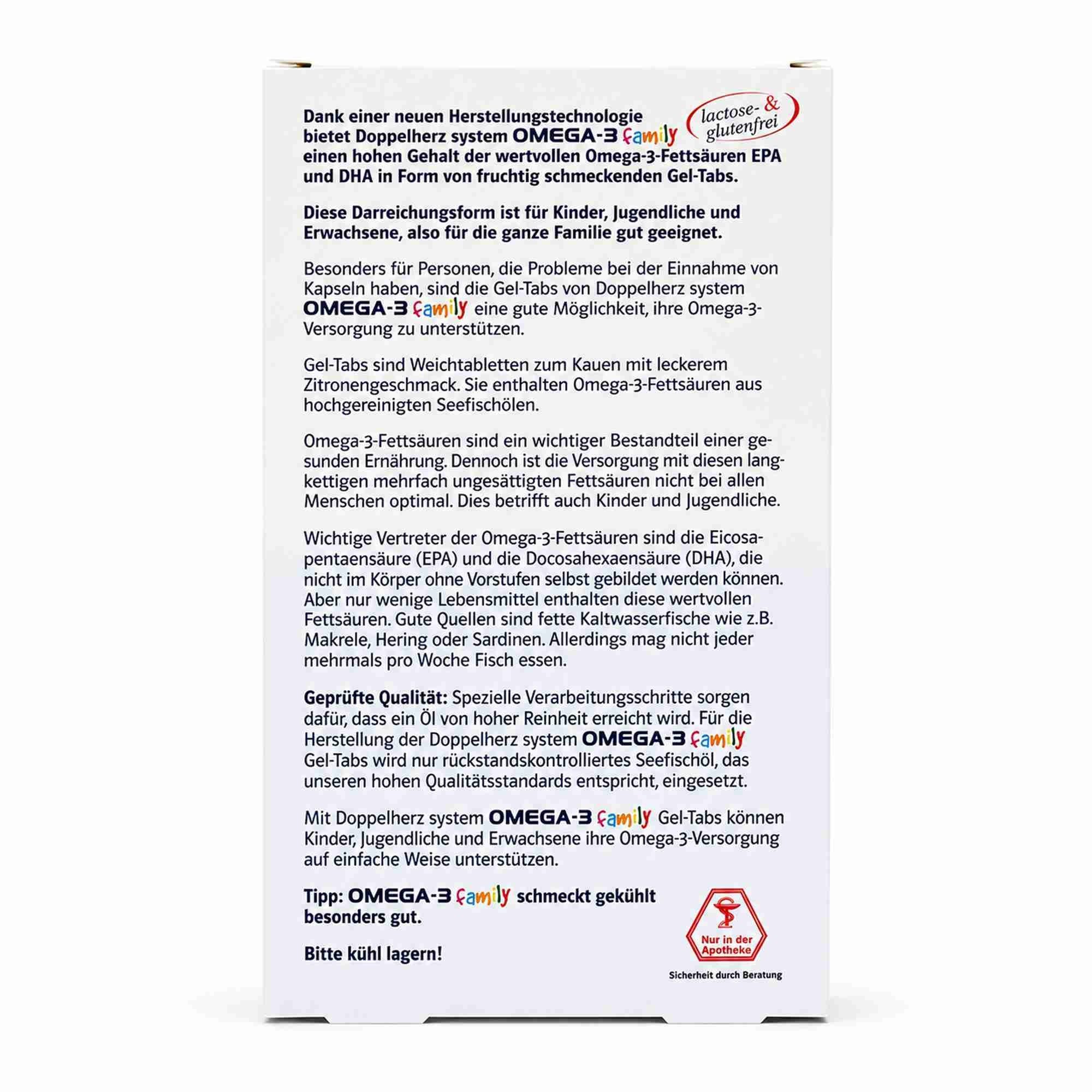 Queisser Pharma GmbH & Co. KG DOPPELHERZ Omega-3 Gel-Tabs family system 60St Gel-Tabs