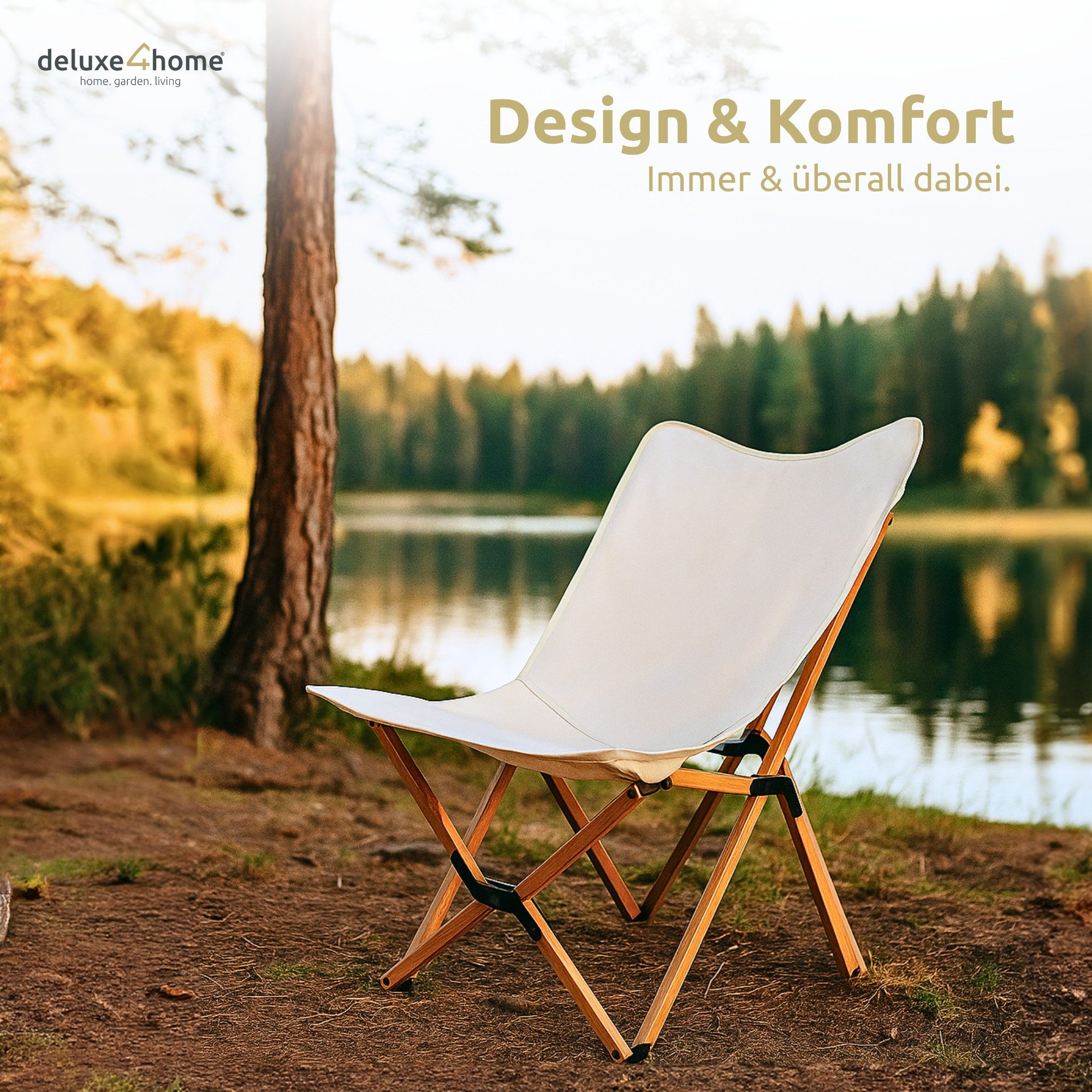 deluxe4home Klappstuhl Campingstuhl in Creme I günstig online kaufen