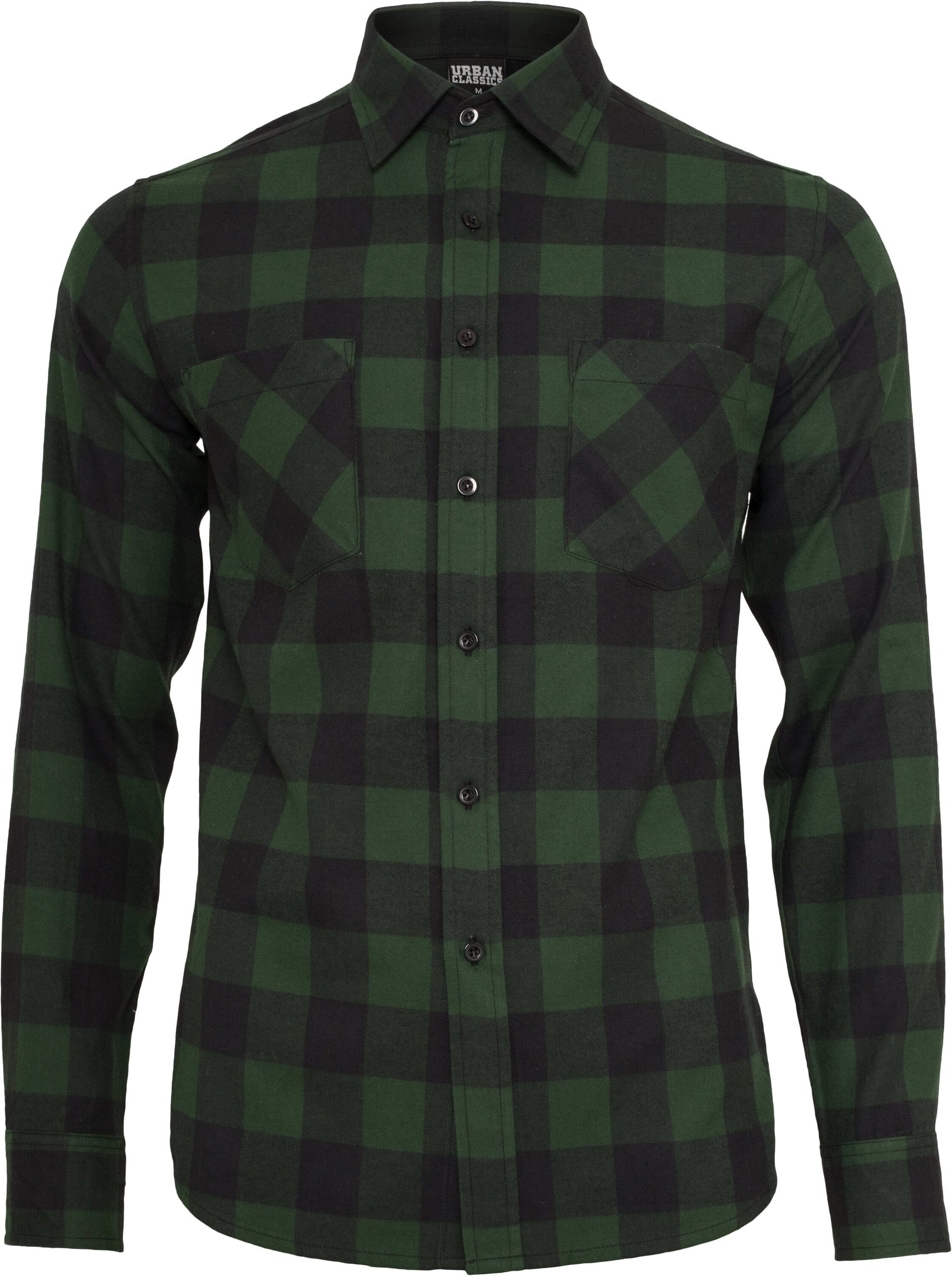URBAN CLASSICS Langarmshirt Checked Flanell Shirt (1-tlg) blk/forest