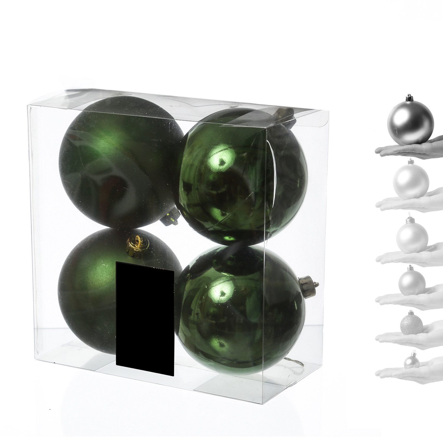 MARELIDA Weihnachtsbaumkugel Christbaumkugeln Weihnachtskugeln bruchfest 10cm grün 4er Set (4 St)
