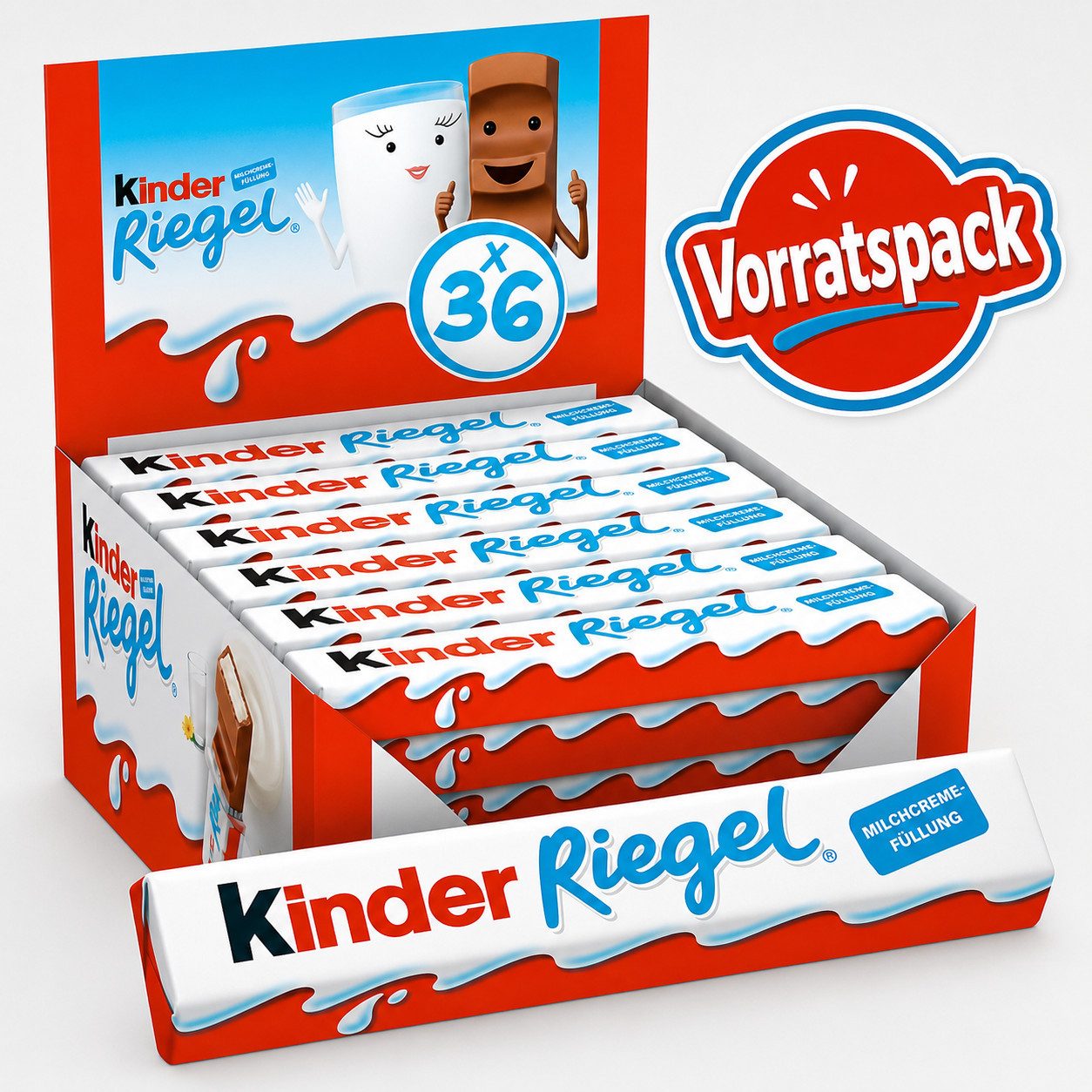 kinder Süßigkeit Kinder Riegel, 36 Stück, Vorratspack, Schokoriegel