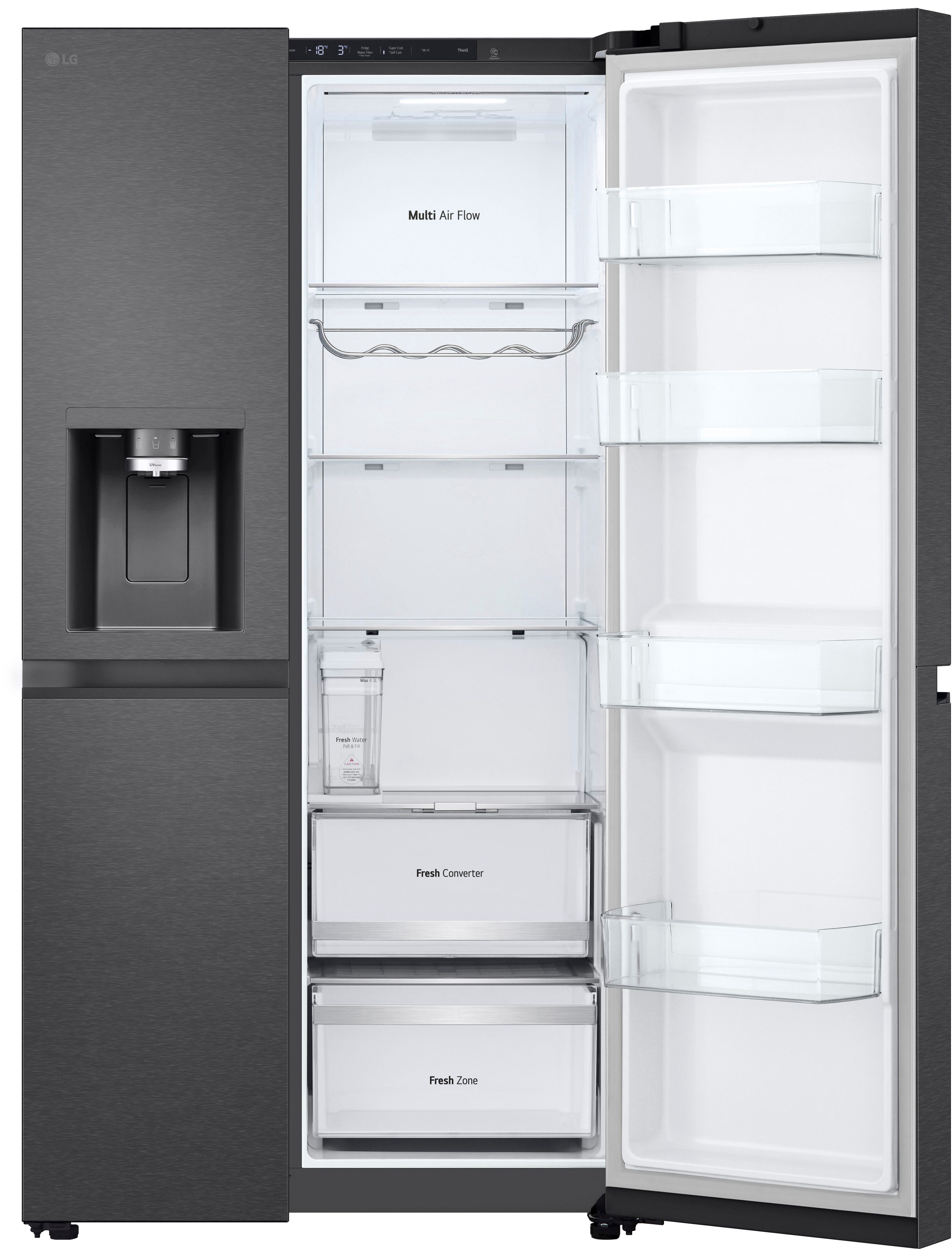 LG Side-by-Side GSLE81EPBD, 179 cm hoch, 91,3 cm breit, Wasser-/Eis-/Crushed Ice-Spender, Wassertank, Door Cooling+