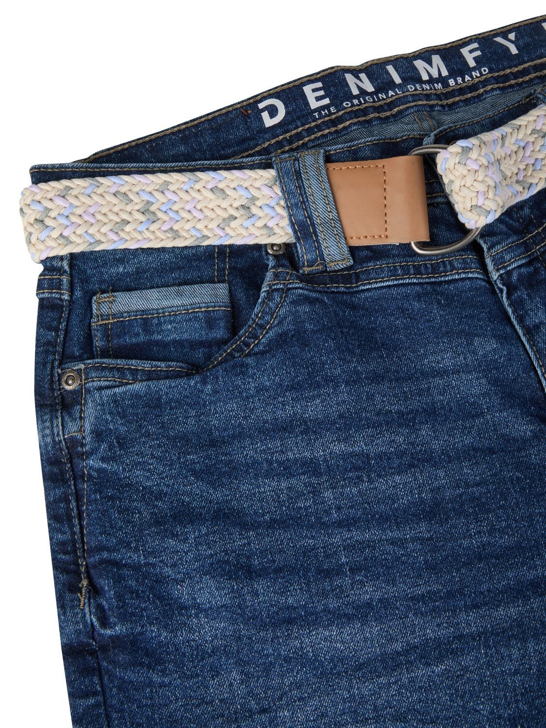 DENIMFY Jeansshorts Damen Shorts DFLena Regular Fit Bermudashorts mit Gürtel