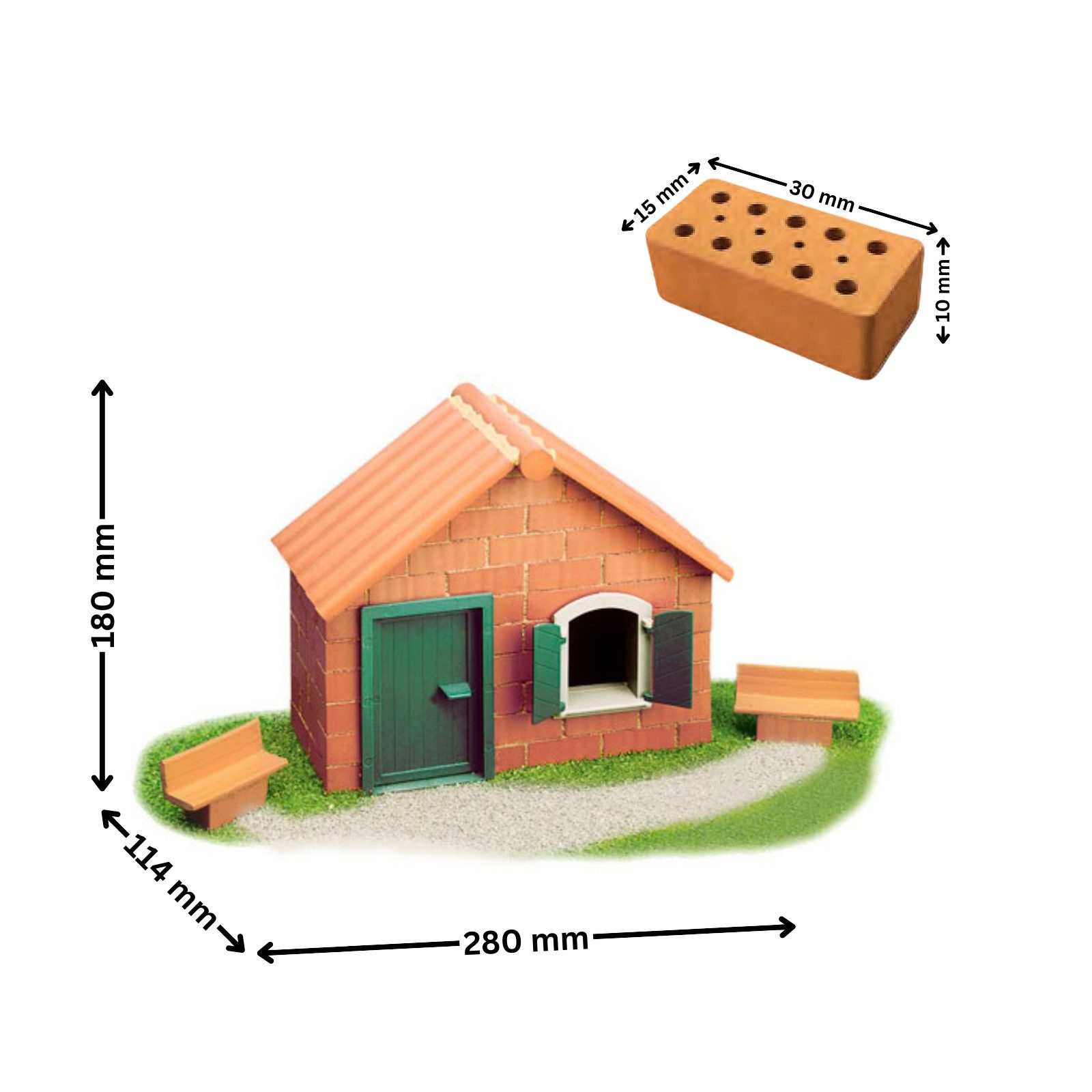 teifoc Starter Haus Steinbaukasten, (Bausatz für Kinder ab 6 Jahren, 123 St., Kreativset), wasserlöslich & natürlich