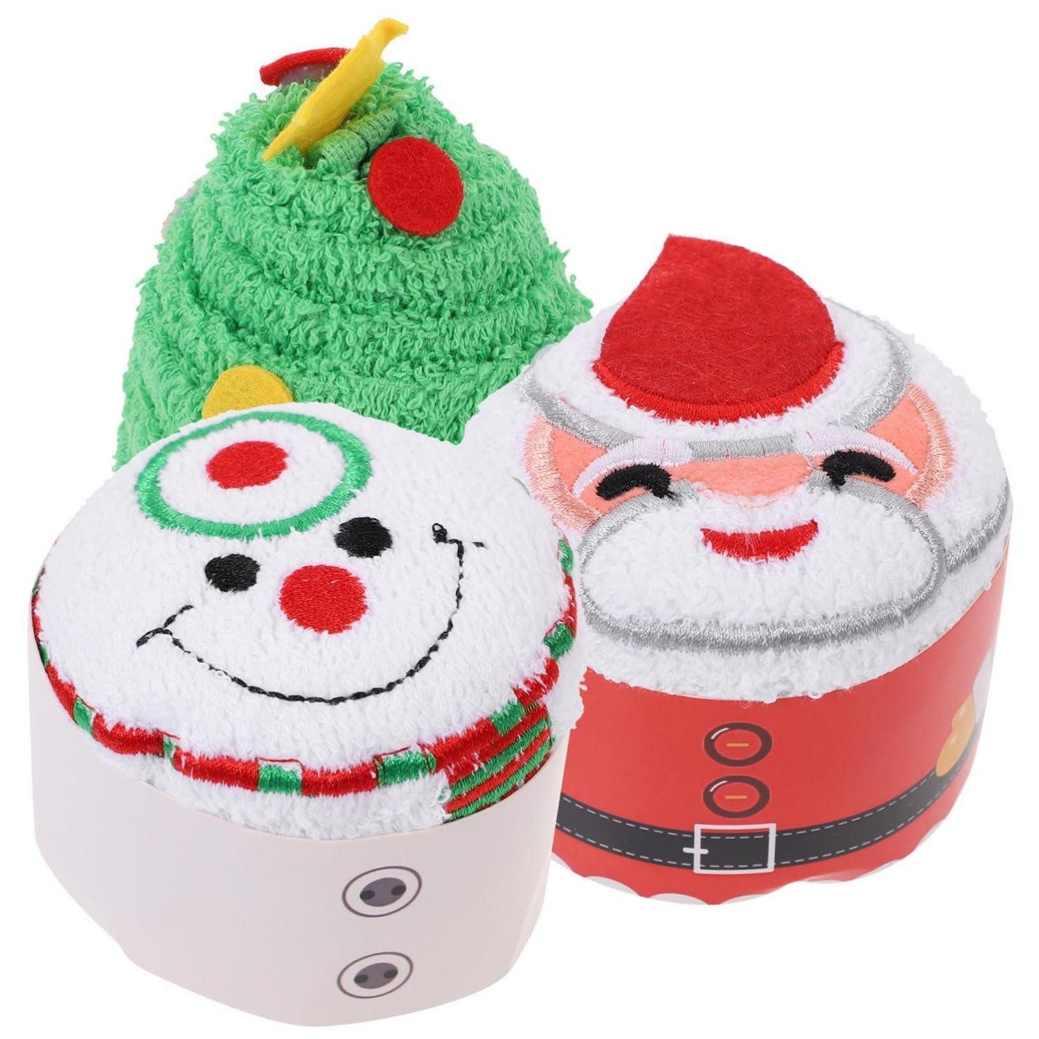 LuxusKollektion Waschlappen 3x Baumwollhandtücher Weihnachten, (3-St)