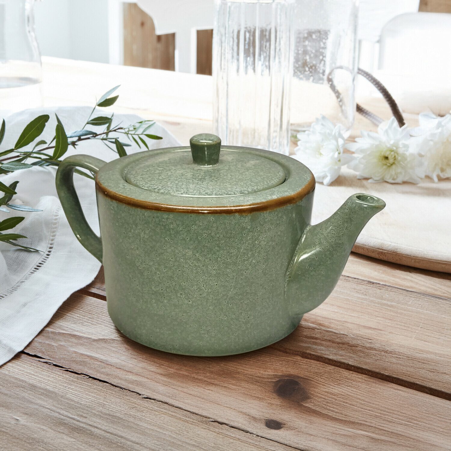 Mirabeau Geschirr-Set Teekanne Biarré türkis/braun, Steinzeug