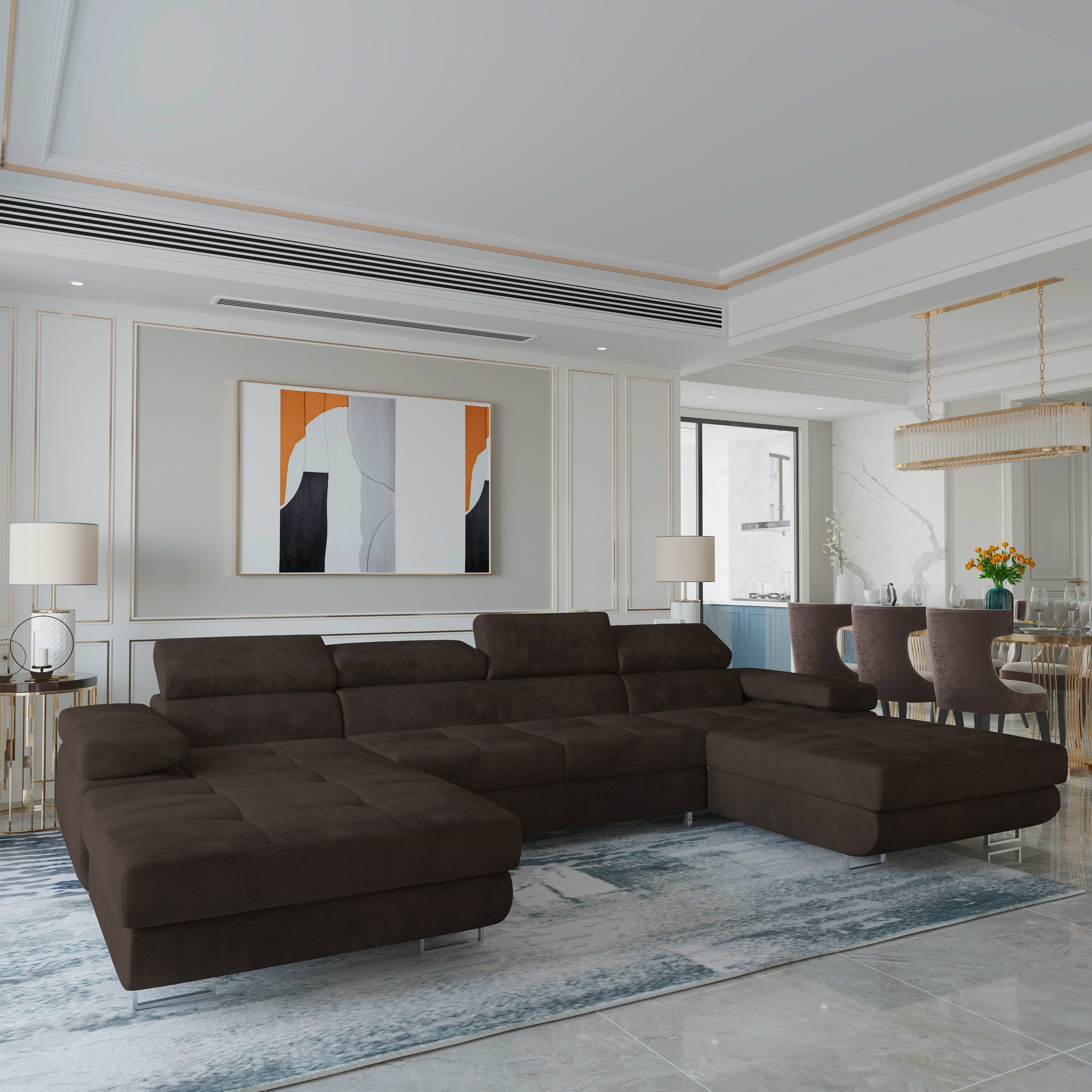 Masseno Ecksofa LYKKE mit Schlaffunktion U-Form, Sofa mit Bettkasten
