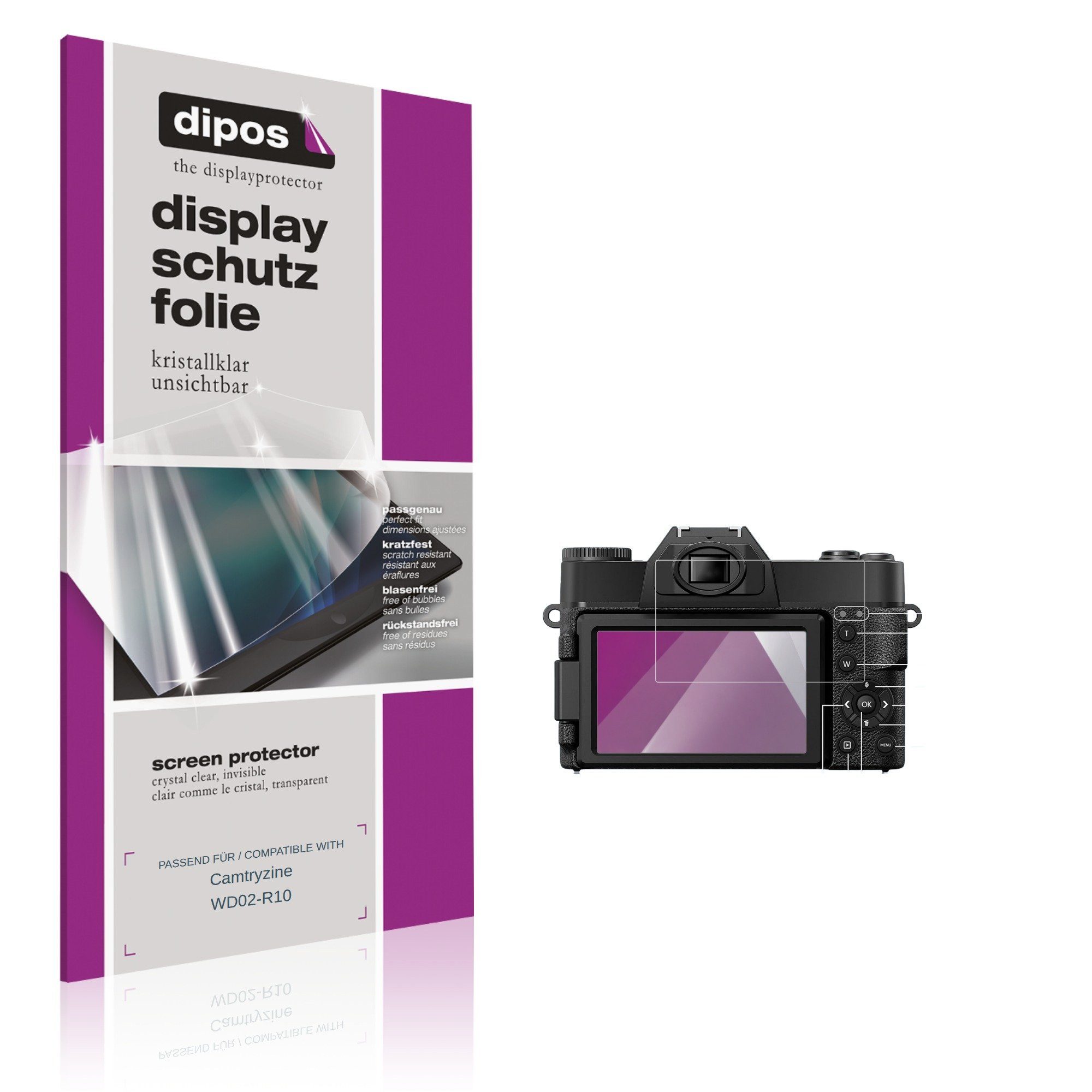 dipos Displayschutzfolie Schutzfolie für Camtryzine WD02-R10, 4 Stück, Displayschutz Schutz Folie Made in Germany