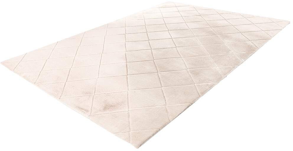 Carpet City Hochflor-Teppich Moment, rechteckig, Höhe: 31 mm, besonders weich, Kaninchen Fell Haptik, 3D-Effekt, Rauten, Wohnzimmer