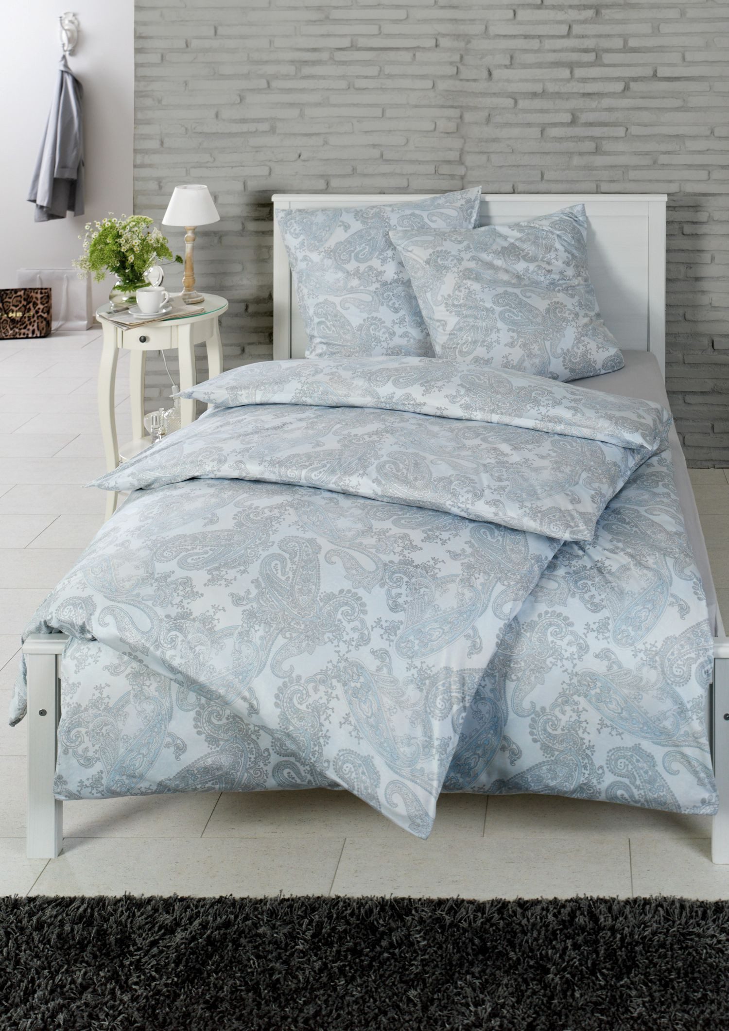 Estella Bettwäsche Estella Mako Jersey Bettwäsche 135x200 Dominik türkis beige Paisley, Mako-Jersey, 2 teilig, für Sommer und Winter