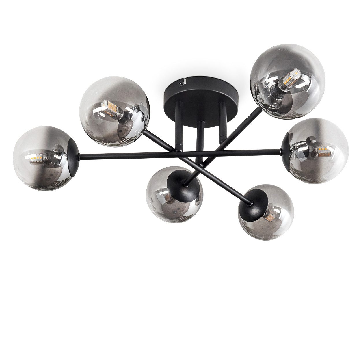hofstein Deckenleuchte Deckenlampe aus Metall/Glas in Schwarz/Rauchfarben/K günstig online kaufen