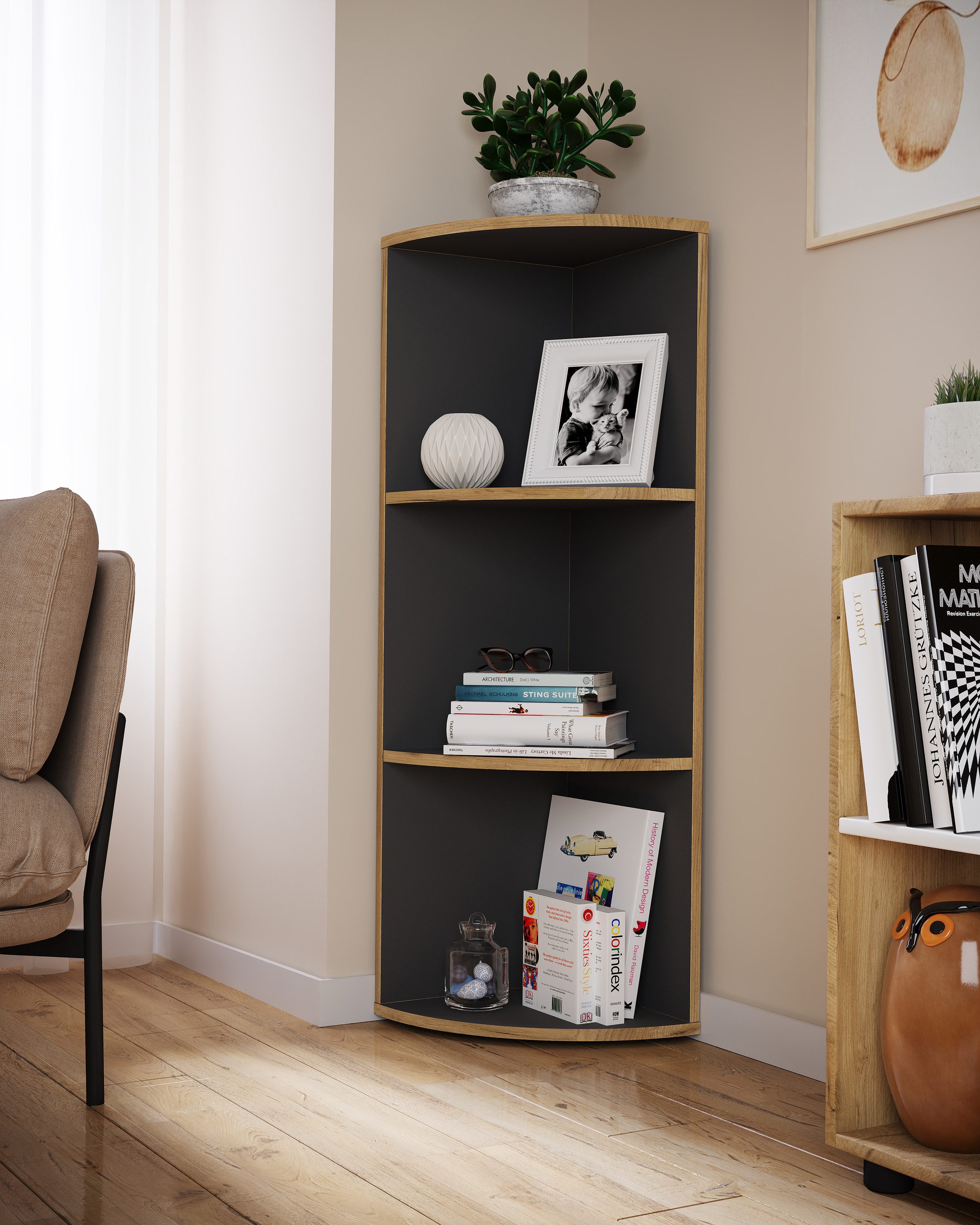 VCM Standregal Bücherregal Salia H. 110 x B. 33 x T. 33 cm, Holzregal stehend, CD DVD Aufbewahrung
