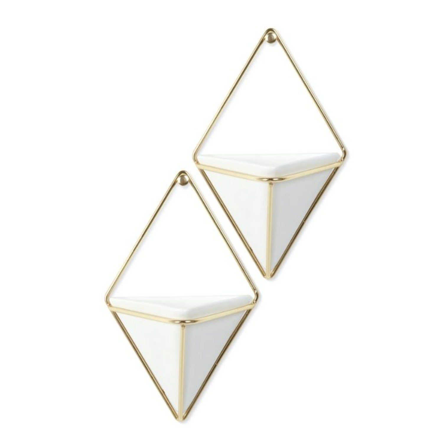 Tischvase Umbra Wandvase Trigg klein 2er Set weiß/gold 47075
