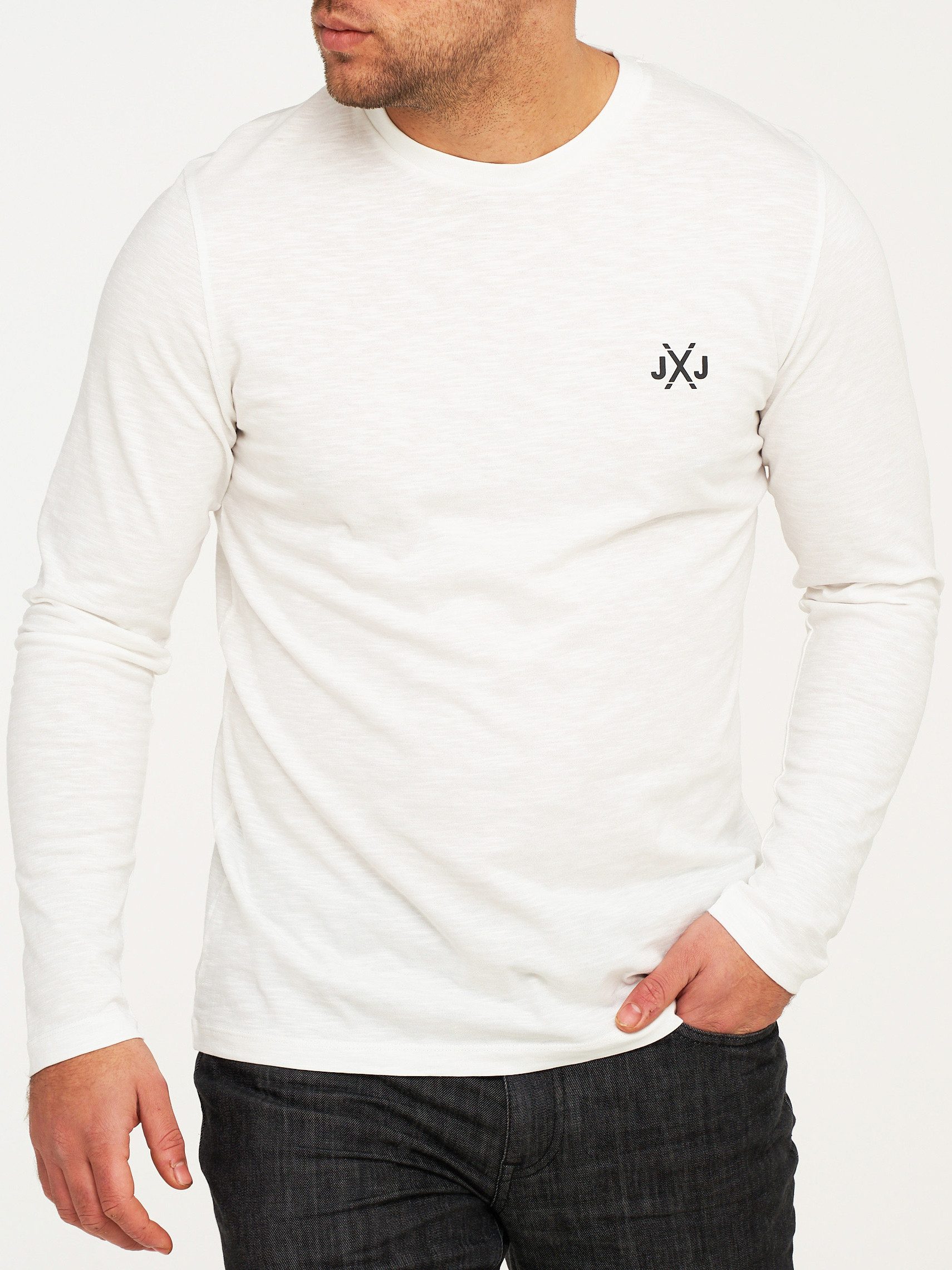 Jack & Jones Langarmshirt JCORISE INFINITY TEE LS CREW NECK Herren Langarmshirt Unifarben Basic Stretch Longsleeve Shirt Baumwolle
