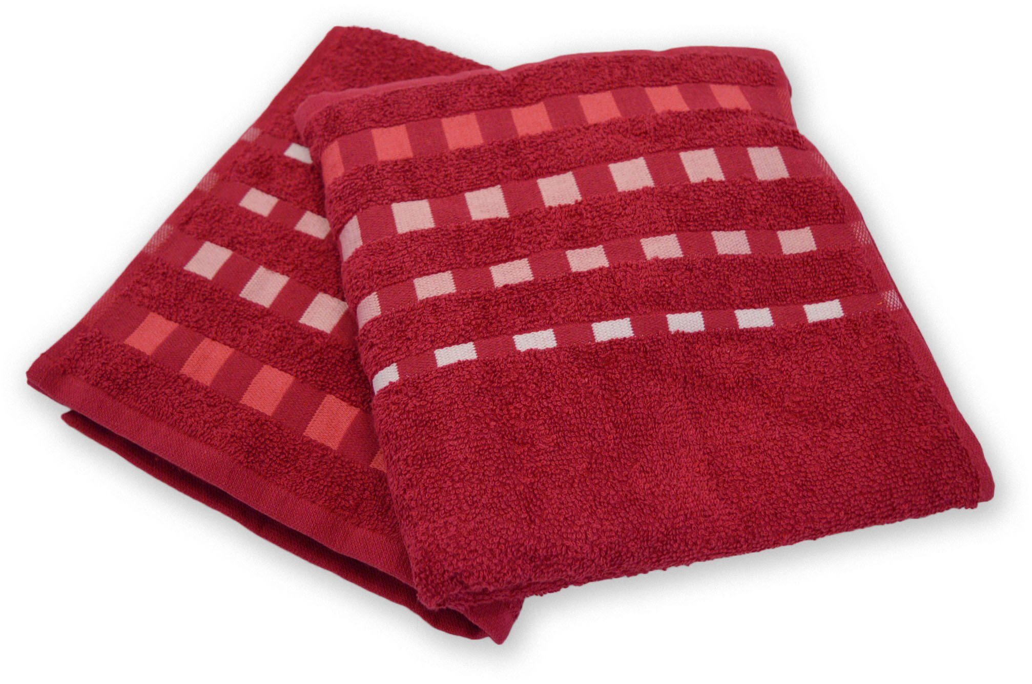 KiNZLER Duschtuch Kreta, 100% mit (1-St), Baumwolle weich Bordüre, angenehm Farben, flauschig, und burgund Walkfrottee Uni