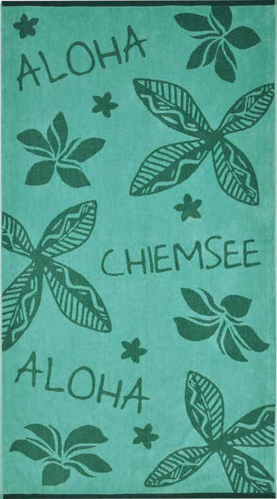 Chiemsee Strandtuch »Oahu«, Frottier (1-St), türkisblaue Farben mit einem floralen Muster