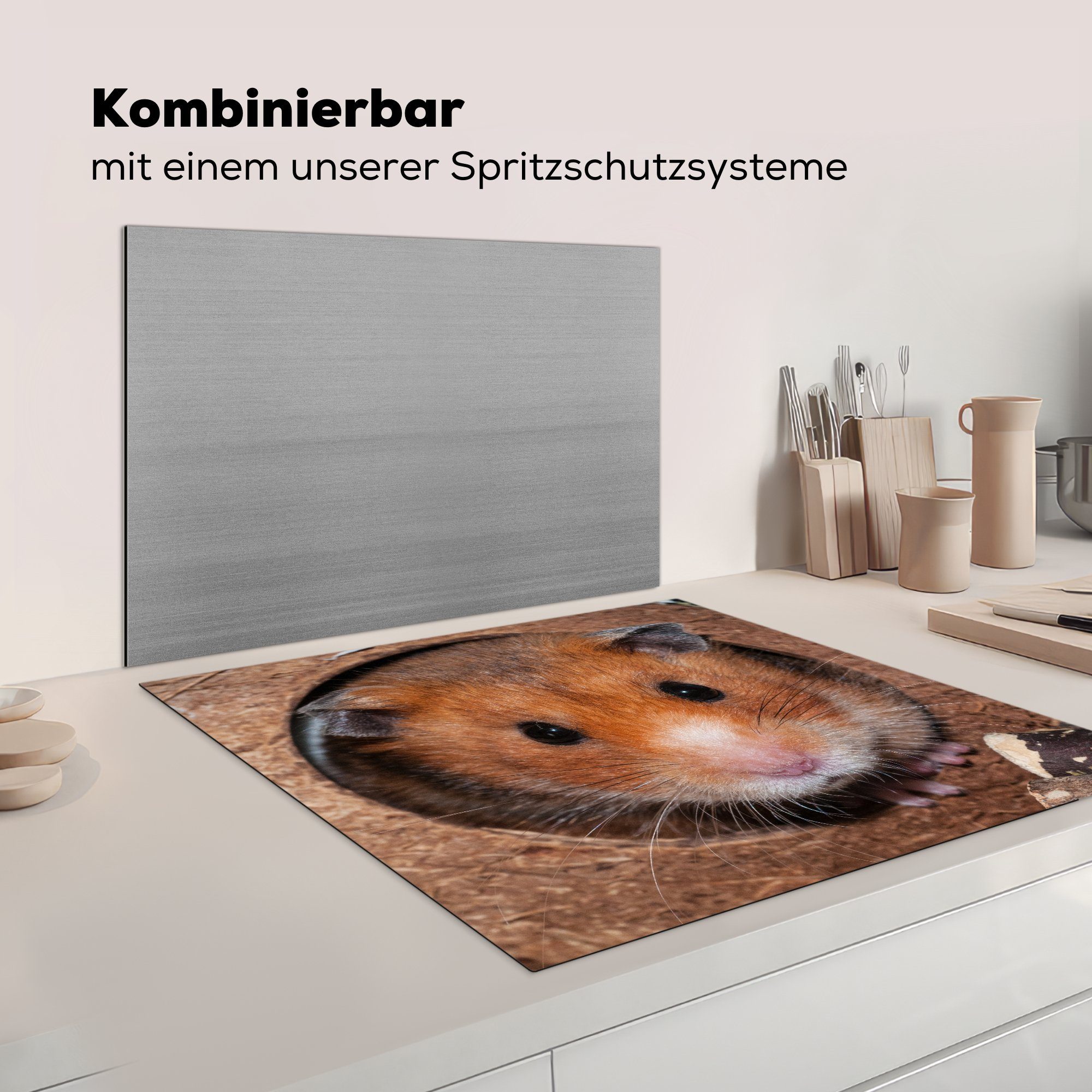 Hamster Ceranfeldabdeckung, Vinyl, cm, Herdblende-/Abdeckplatte kommt zum 78x78 für Zuschauen, Arbeitsplatte küche MuchoWow (1 tlg),