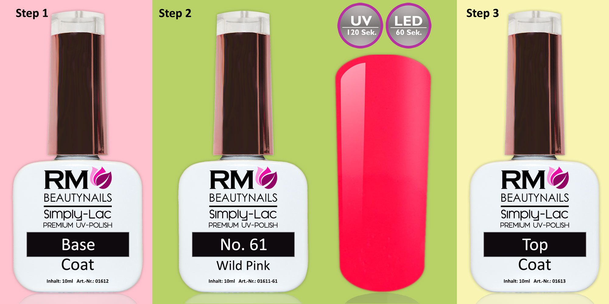 RM Beautynails UV-Nagellack Simply Lac Premium UV-Nagellack UV-Polish 10ml Gellack Shellac, Haltbarkeit bis zu drei Wochen / Hybrid-Lack