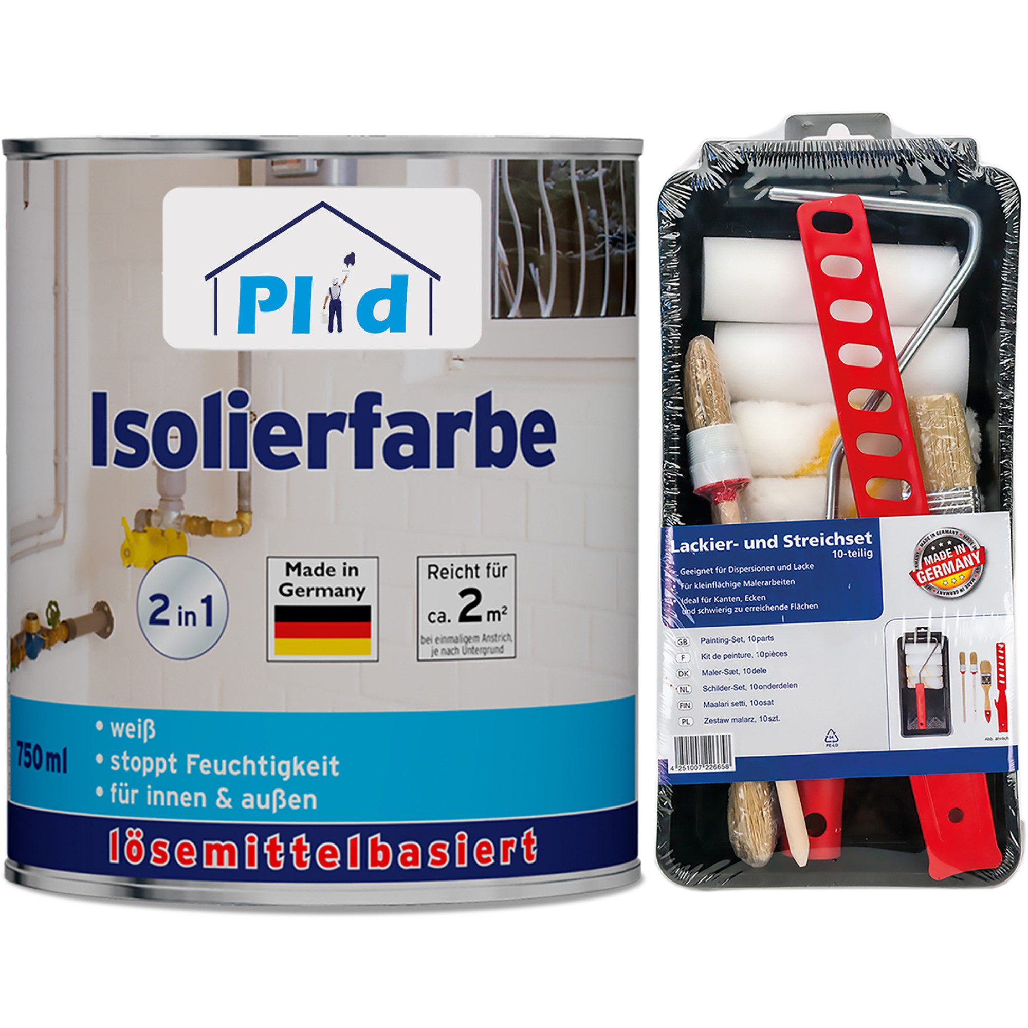 plid Nikotinsperre Premium Isolierfarbe LH Niktoinfarbe Feuchteblocker Nikotinsperre Set, Schnelltrocknend