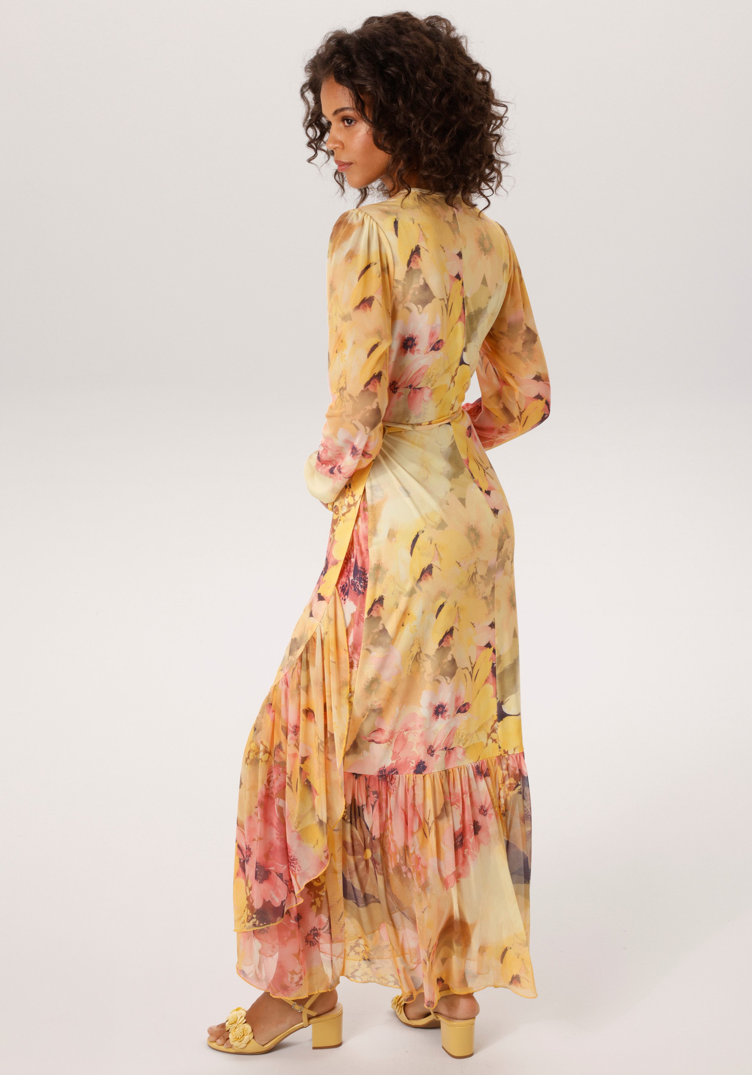 Aniston CASUAL Wickelkleid mit großflächigen Batikblüten bedruckt - NEUE KOLLEKTION