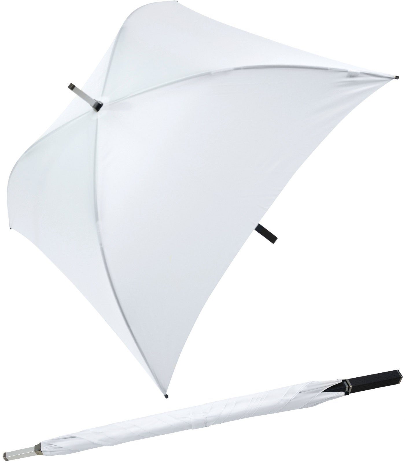Impliva Langregenschirm All Square® voll quadratischer Regenschirm, der ganz besondere Regenschirm weiß