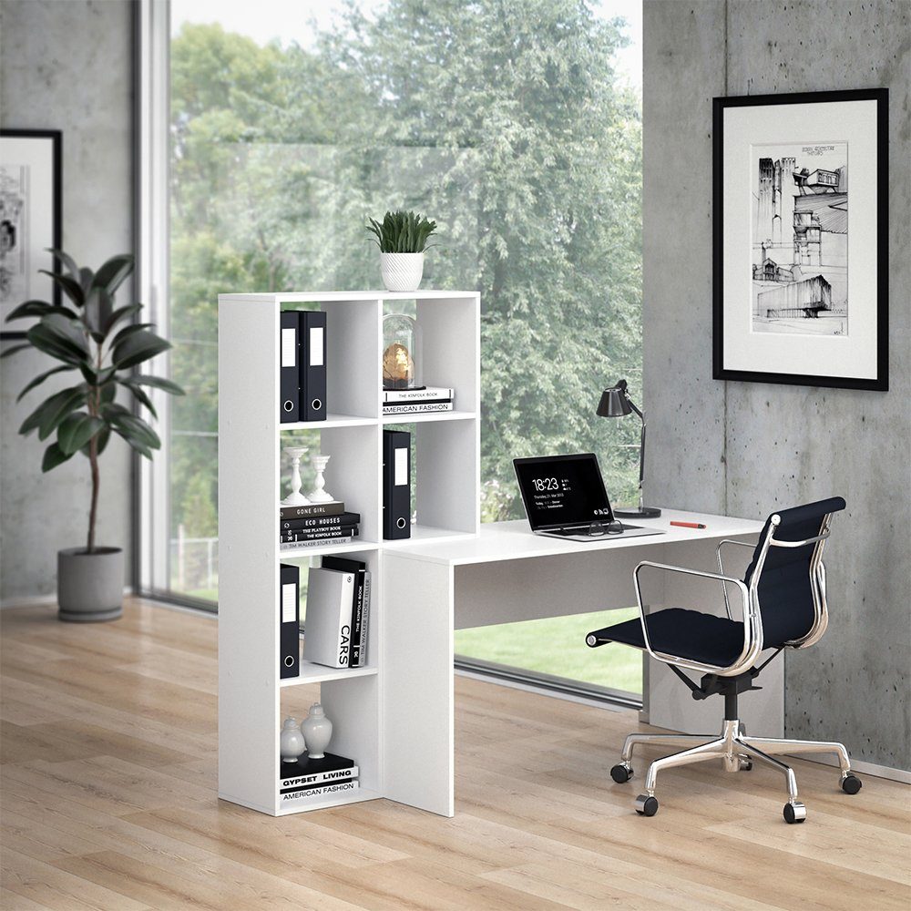 Angebot Vicco Regal-Schreibtisch Schreibtischkombination mit Regal MARA Weiß