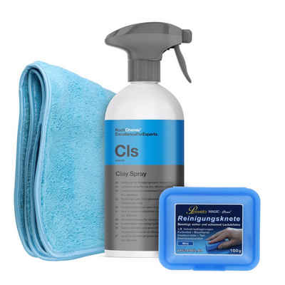 detailmate Reinigungsknete Set Koch Chemie Clay Spray - Petzoldt´s mit Tuch Reinigungsmasse (Reinigungs Clay 100g Knete mit Spray)