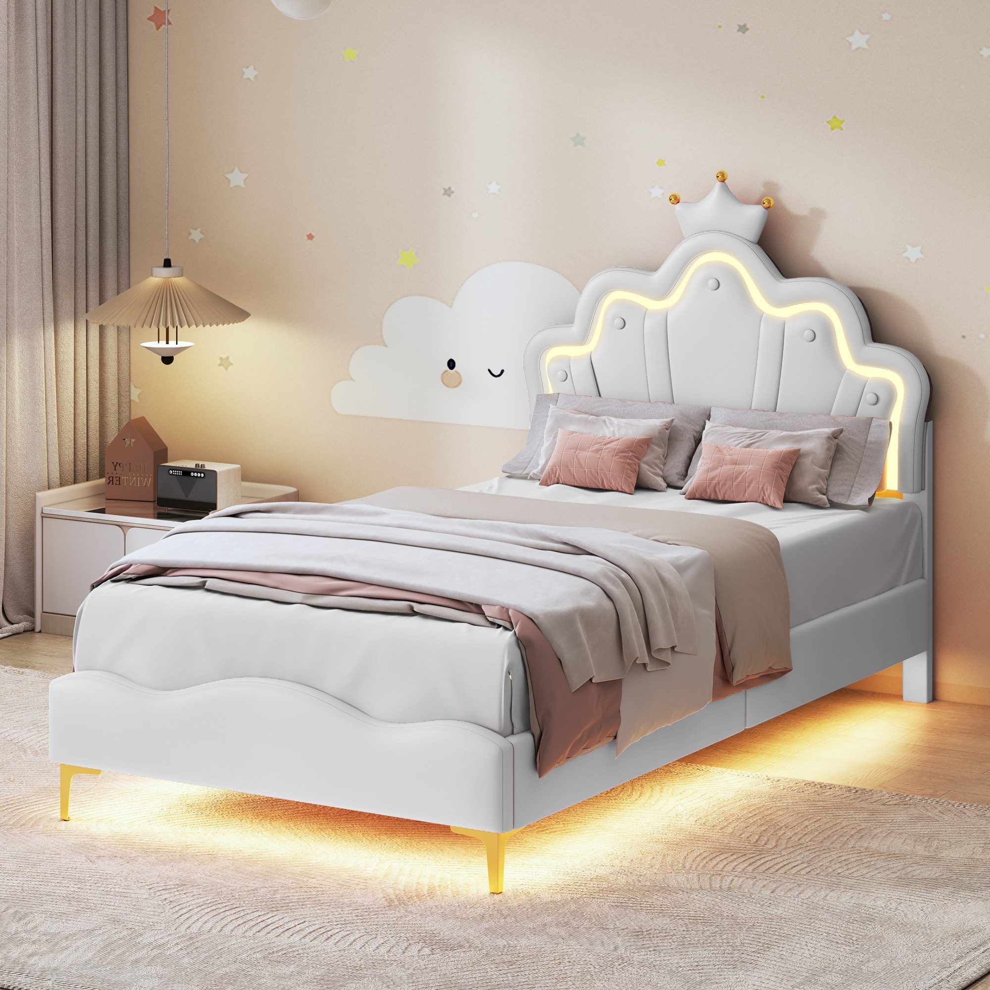 PXloue Polsterbett Einzelbett Kinderbett (Ideal für günstig online kaufen